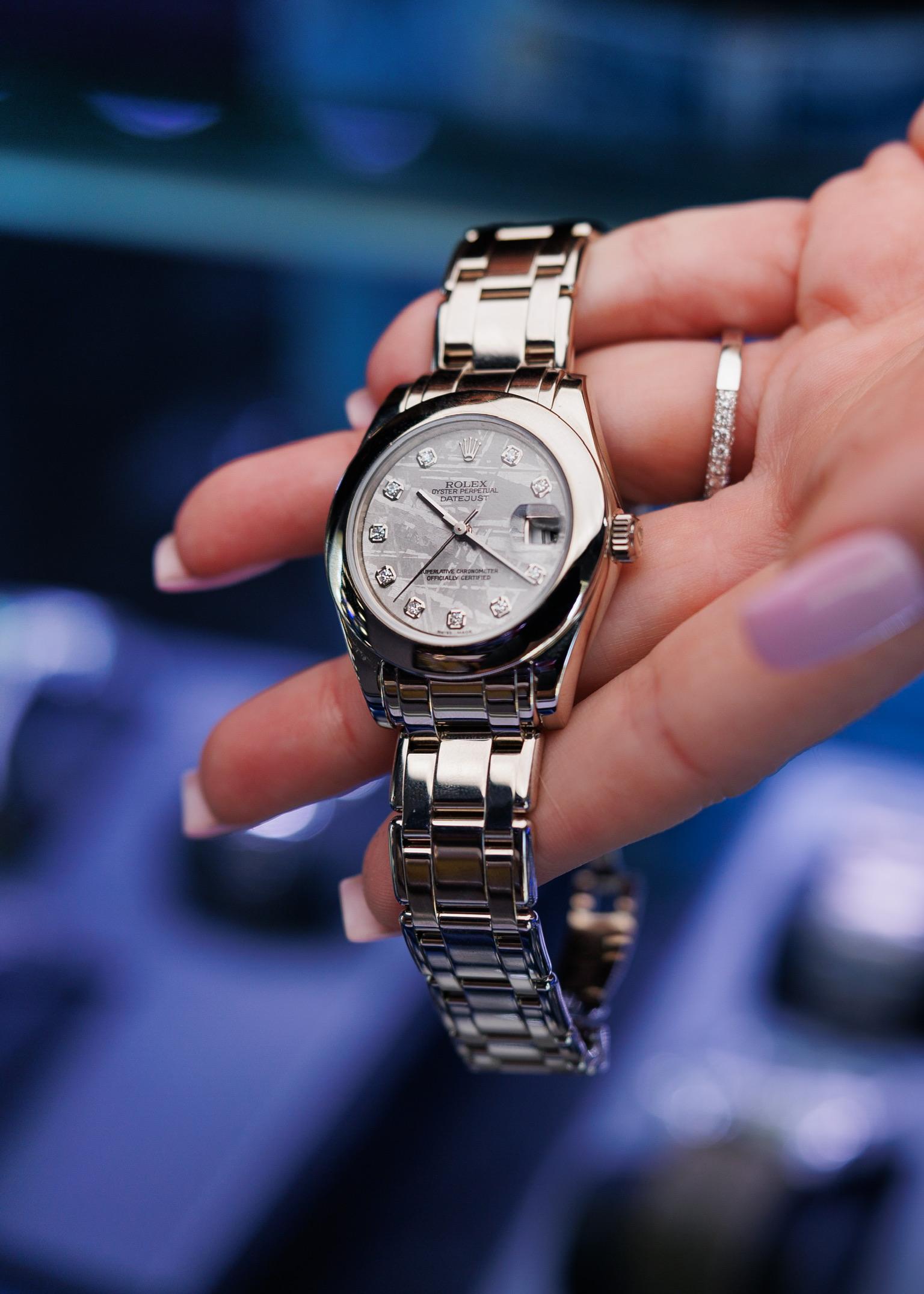 Women's Rolex 81209 Datejust 18k White Gold Masterpiece Meteorite Ladies Watch For Sale