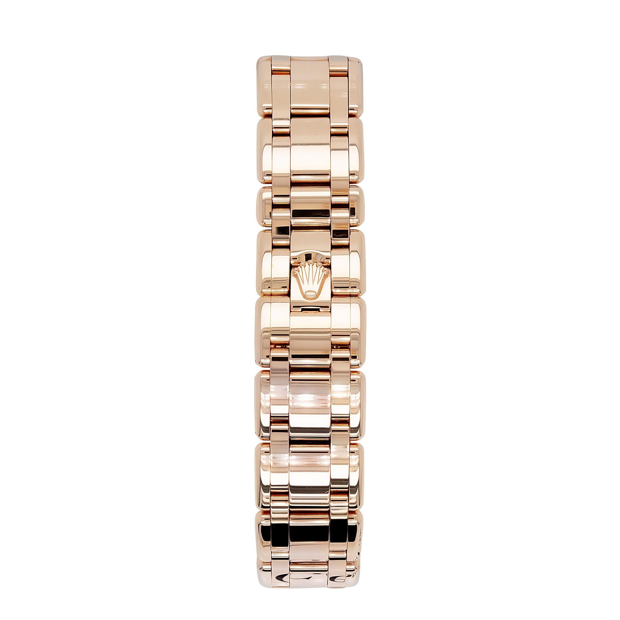 Rolex 81285 18k Pearlmaster Montre pour femme en or rose et diamant chocolat en vente 4