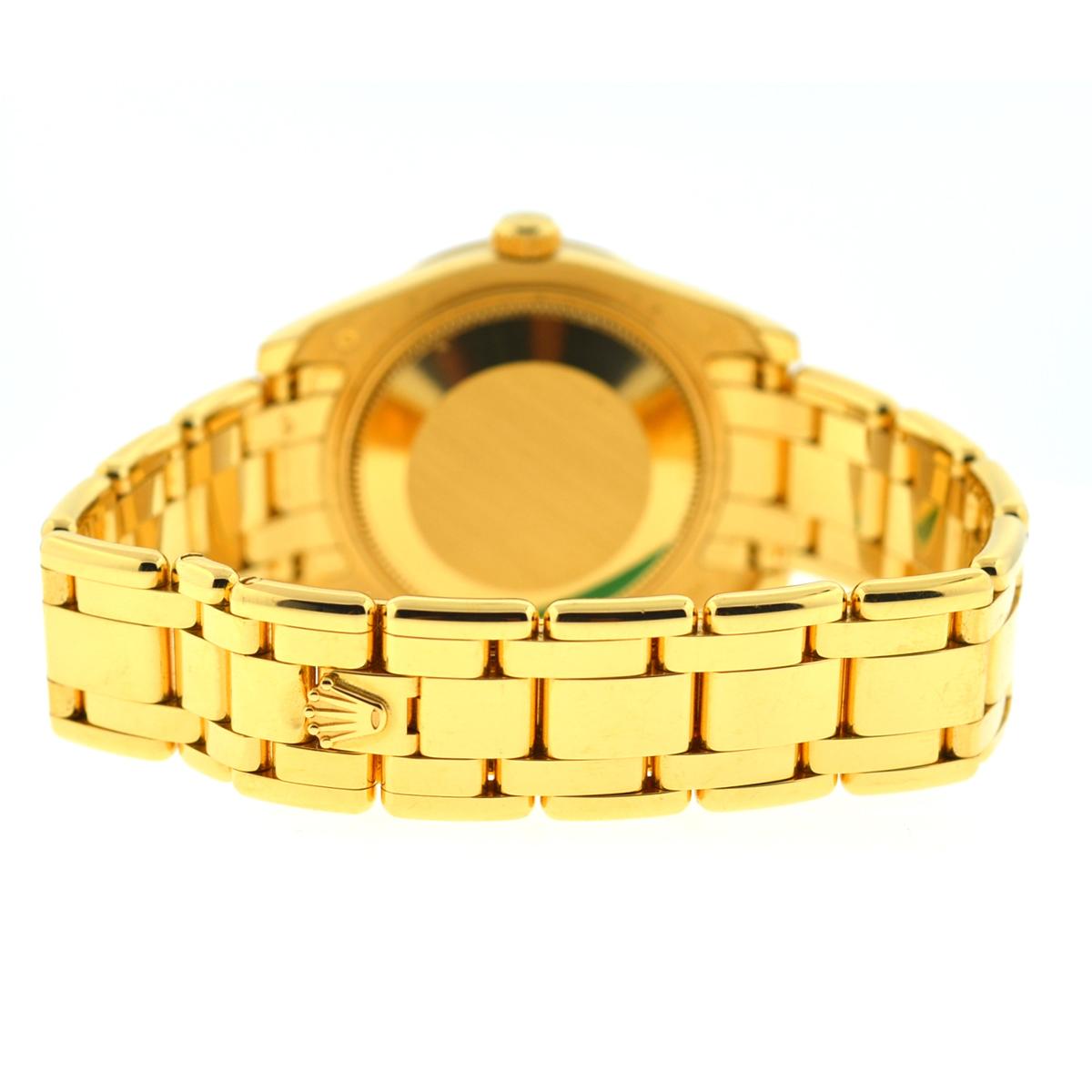 Rolex 81318 Masterpiece Pearlmaster 34 18k Yellow gold MOP Diamond Dial Watch 2