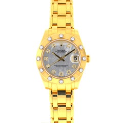 Rolex 81318 Masterpiece Pearlmaster 34 18k Yellow gold MOP Diamond Dial Watch