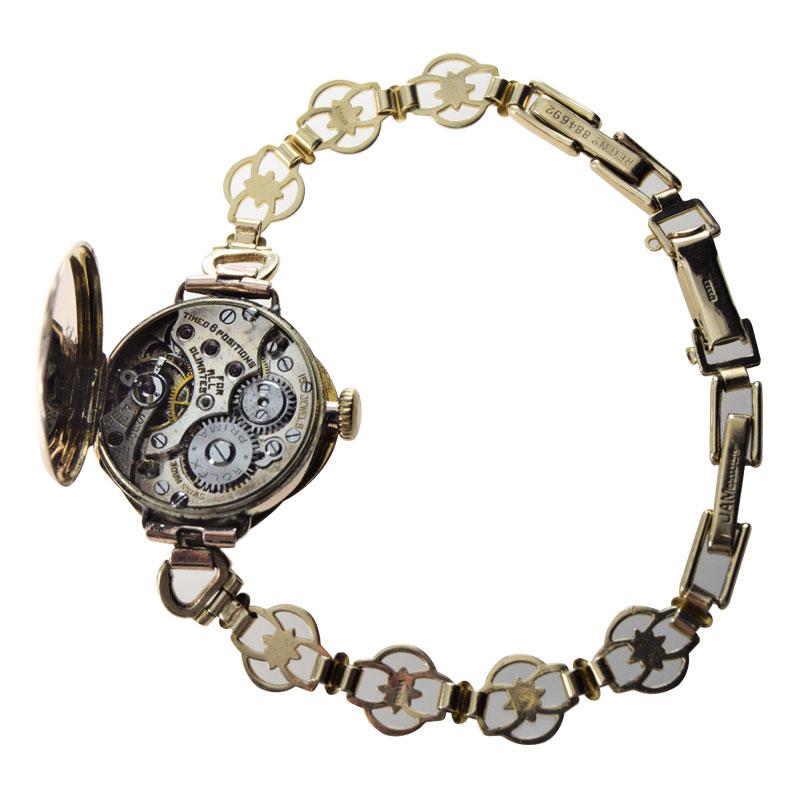 Art Deco Rolex 9 Carat Gold U.K. Ladies Watch with Original Fitted Bracelet, circa 1920s