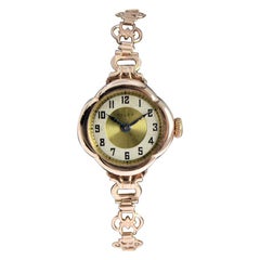 Rolex 9 Karat Gold U.K. Damenuhr mit Original-Armband:: um 1920er Jahre