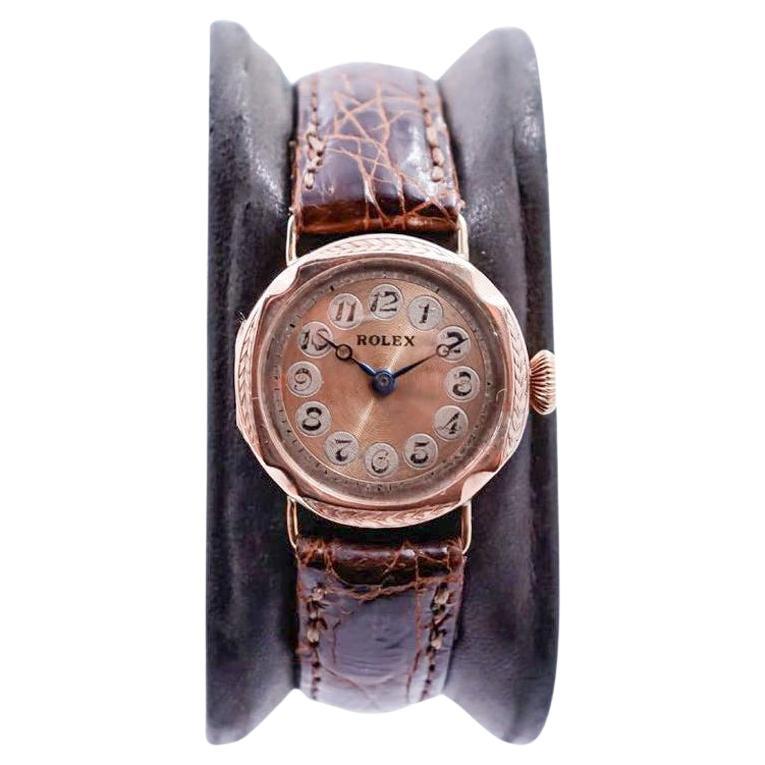 Rolex 9Ct. English Market Ladies Watch with Original Cartouche Dial, 1920's