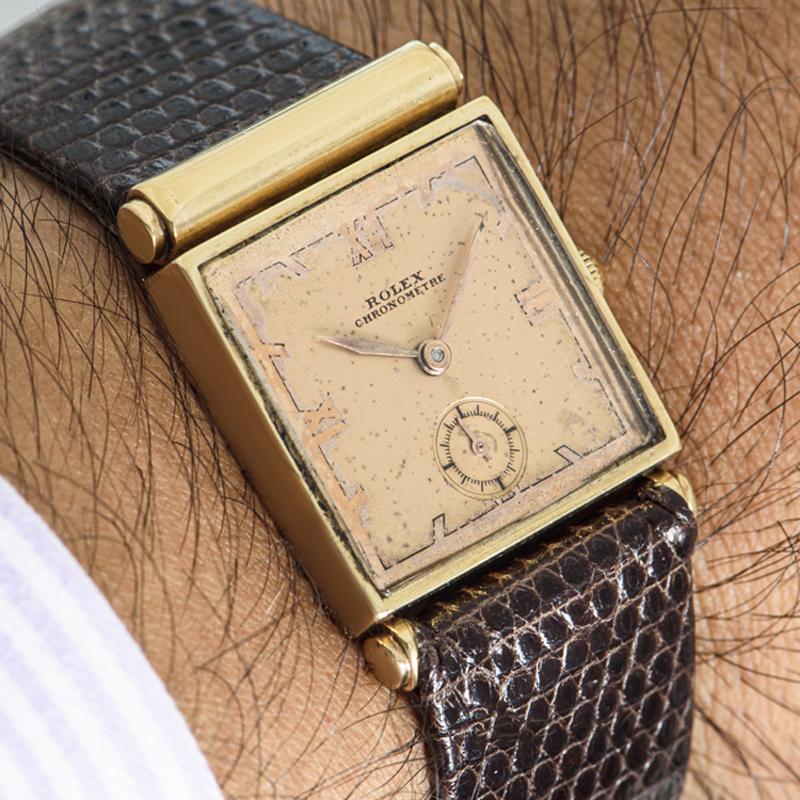 Rolex 9K Yellow Gold Cream Dial Chronometre Vintage Men's 3260 For Sale 5