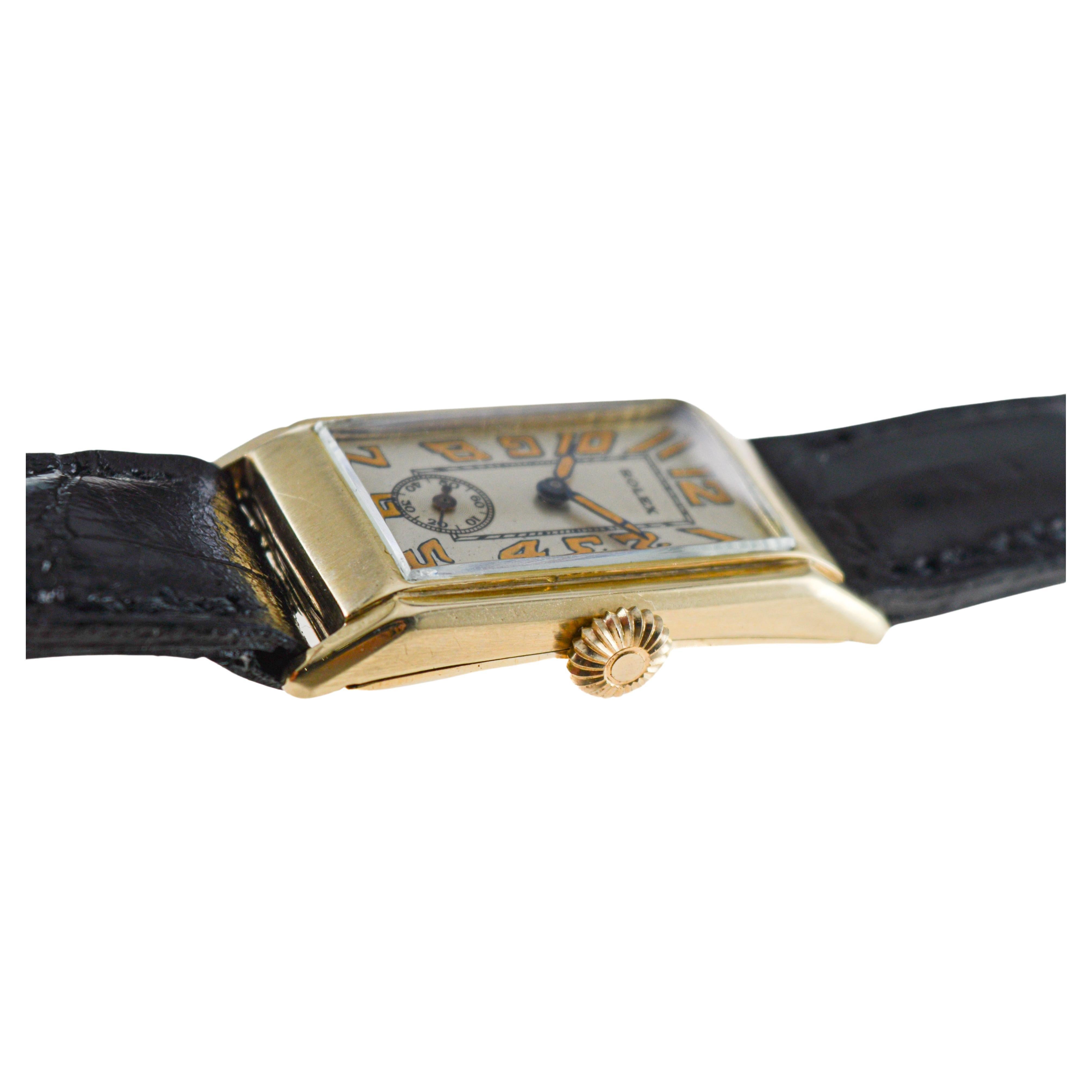 Rolex 9Kt Gold Art Deco Tank Style Watch circa 1920's 5