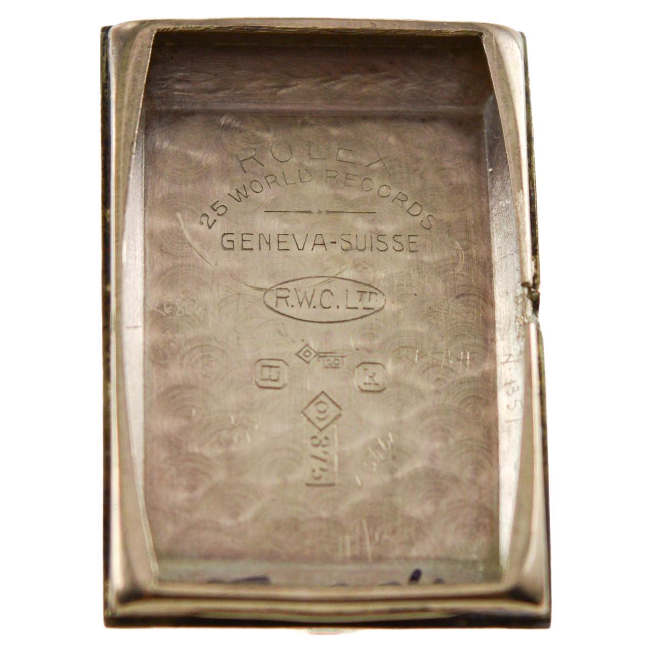 Rolex 9Kt Gold Art Deco Tank Style Watch circa 1920's 8