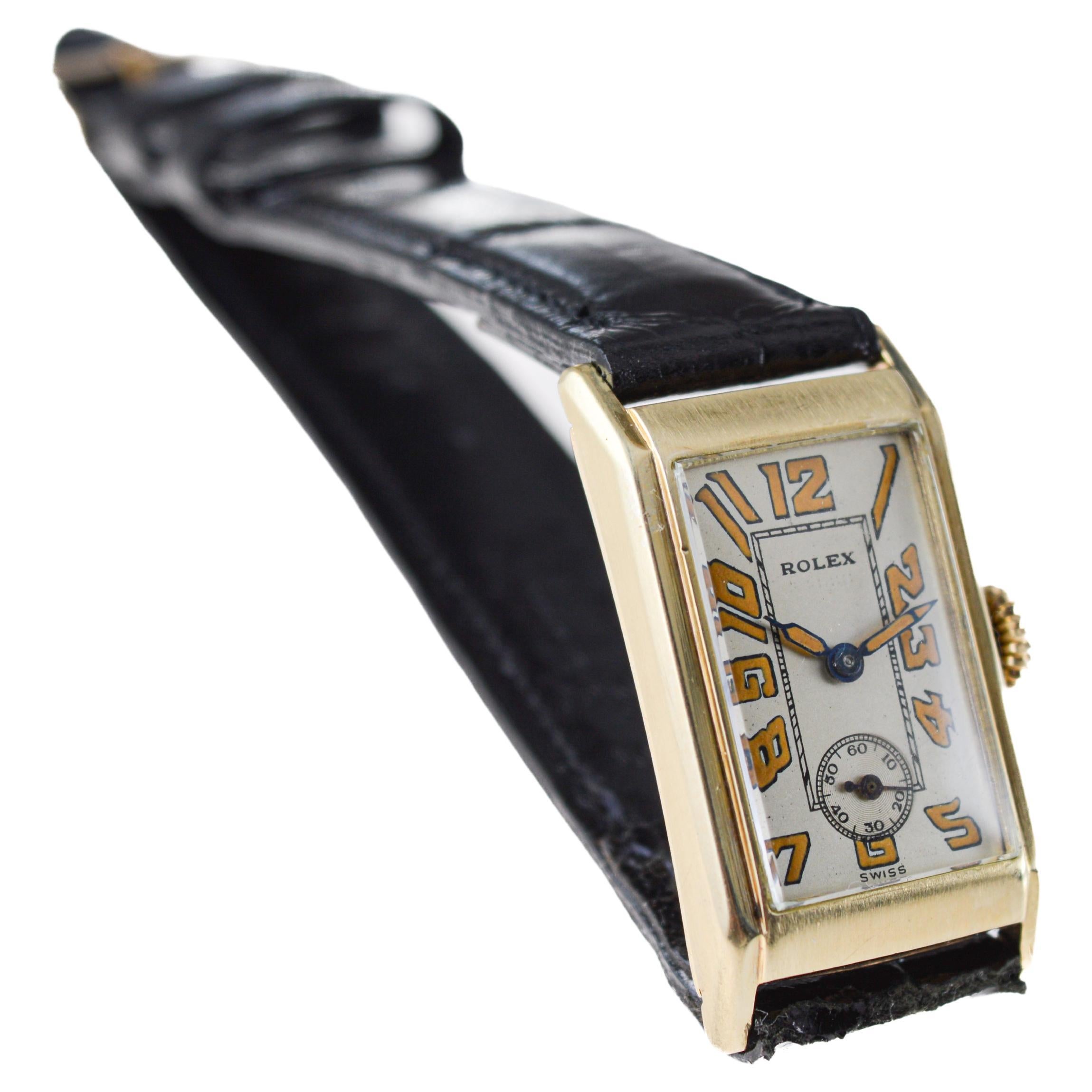 Women's or Men's Rolex 9Kt Gold Art Deco Tank Style Watch circa 1920's