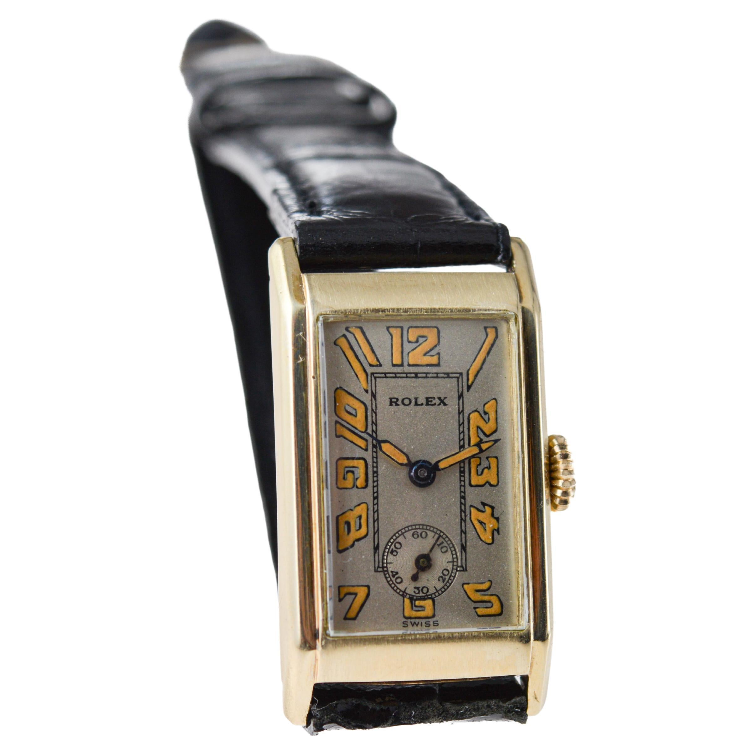 Rolex 9Kt Gold Art Deco Tank Style Watch circa 1920's 1
