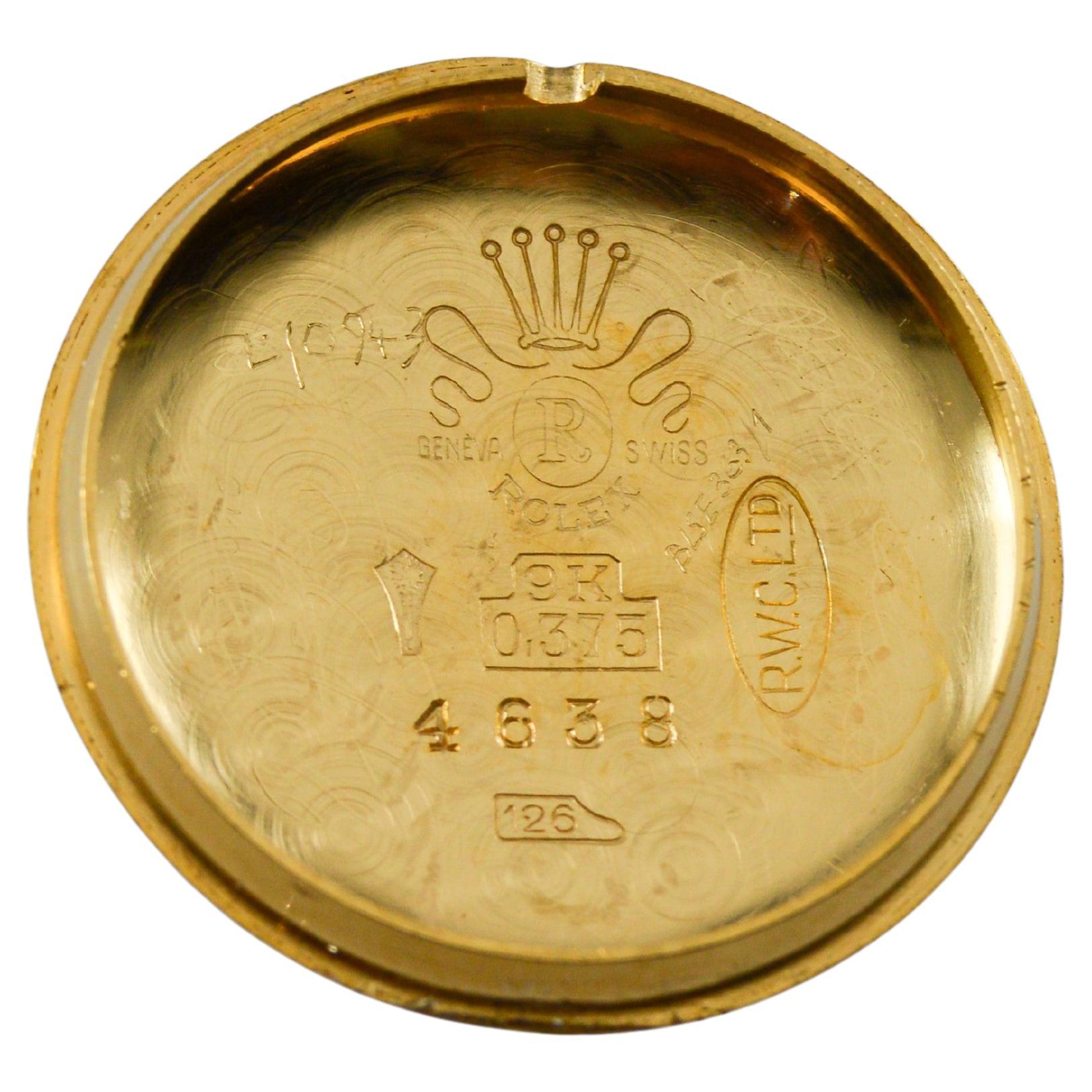 Reloj Rolex redondo de oro macizo de 9 quilates de mediados de siglo circa años 50 en venta 8