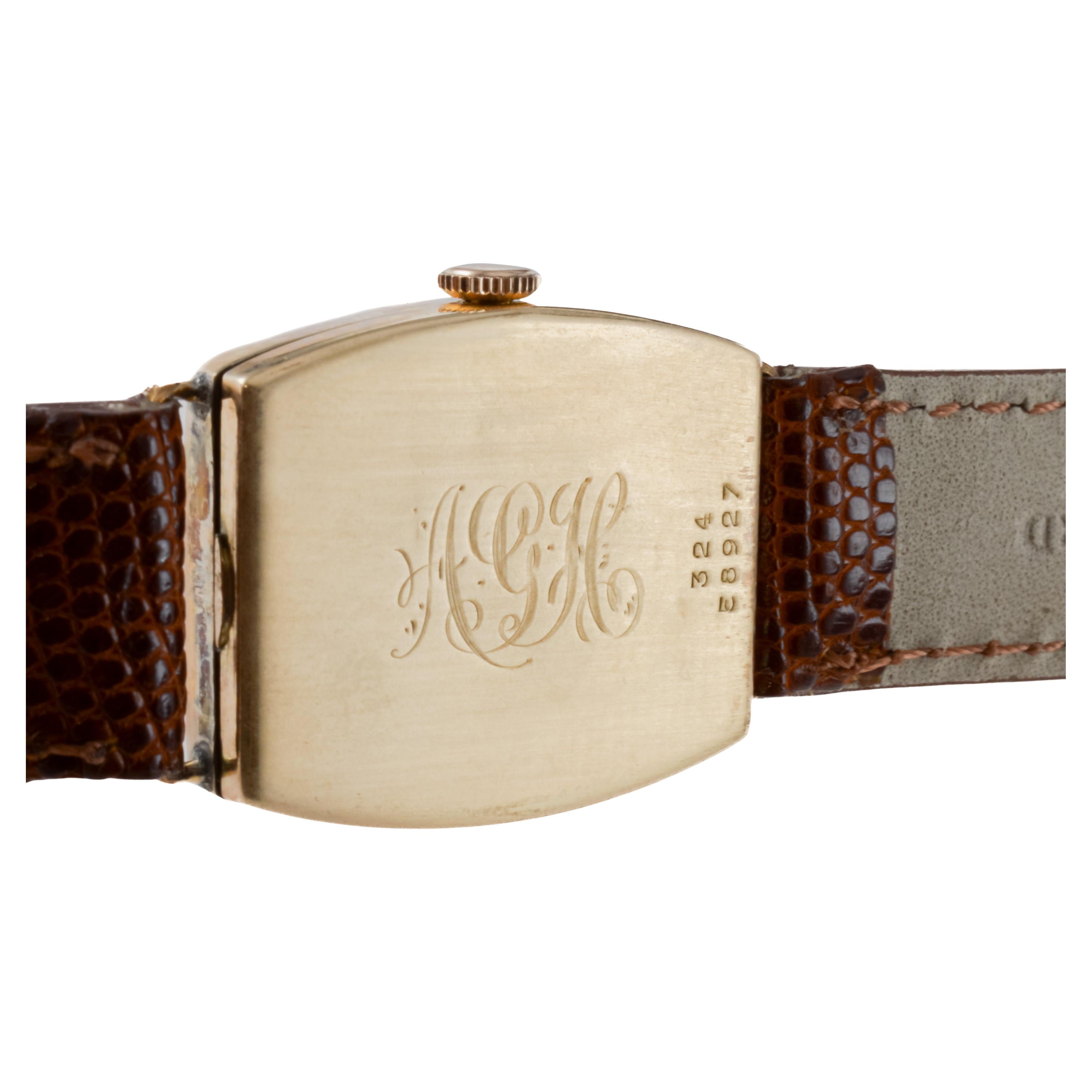 Rolex 9Kt Solid Gold Tonneau Shaped Art deco Watch From 1938 Engraved 