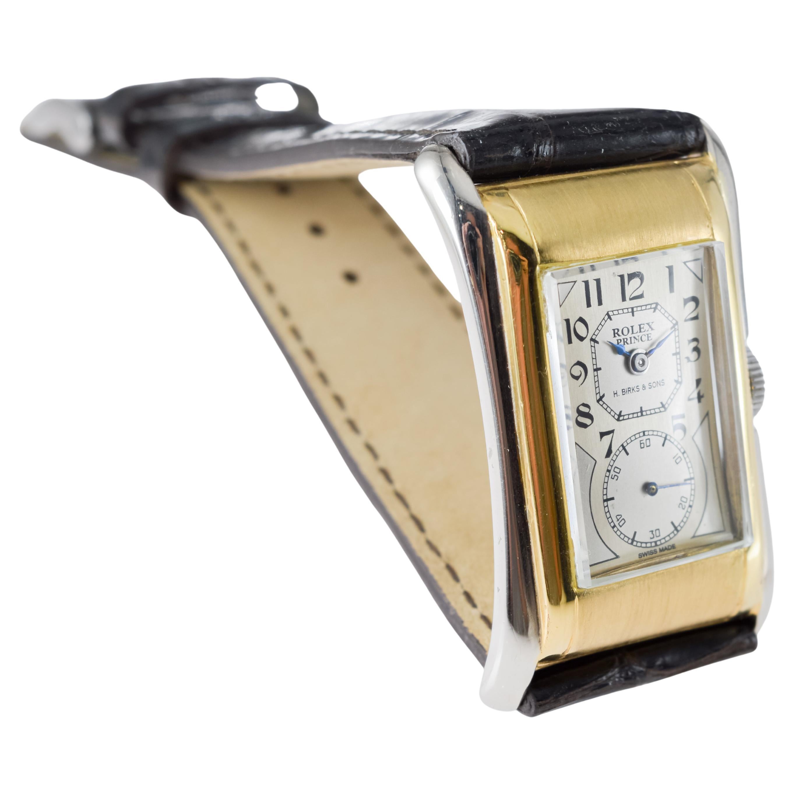 Rolex 9Kt Solid Gold Two Tone Prince with Kiln Fired Enamel Printing 1938 For Sale 7