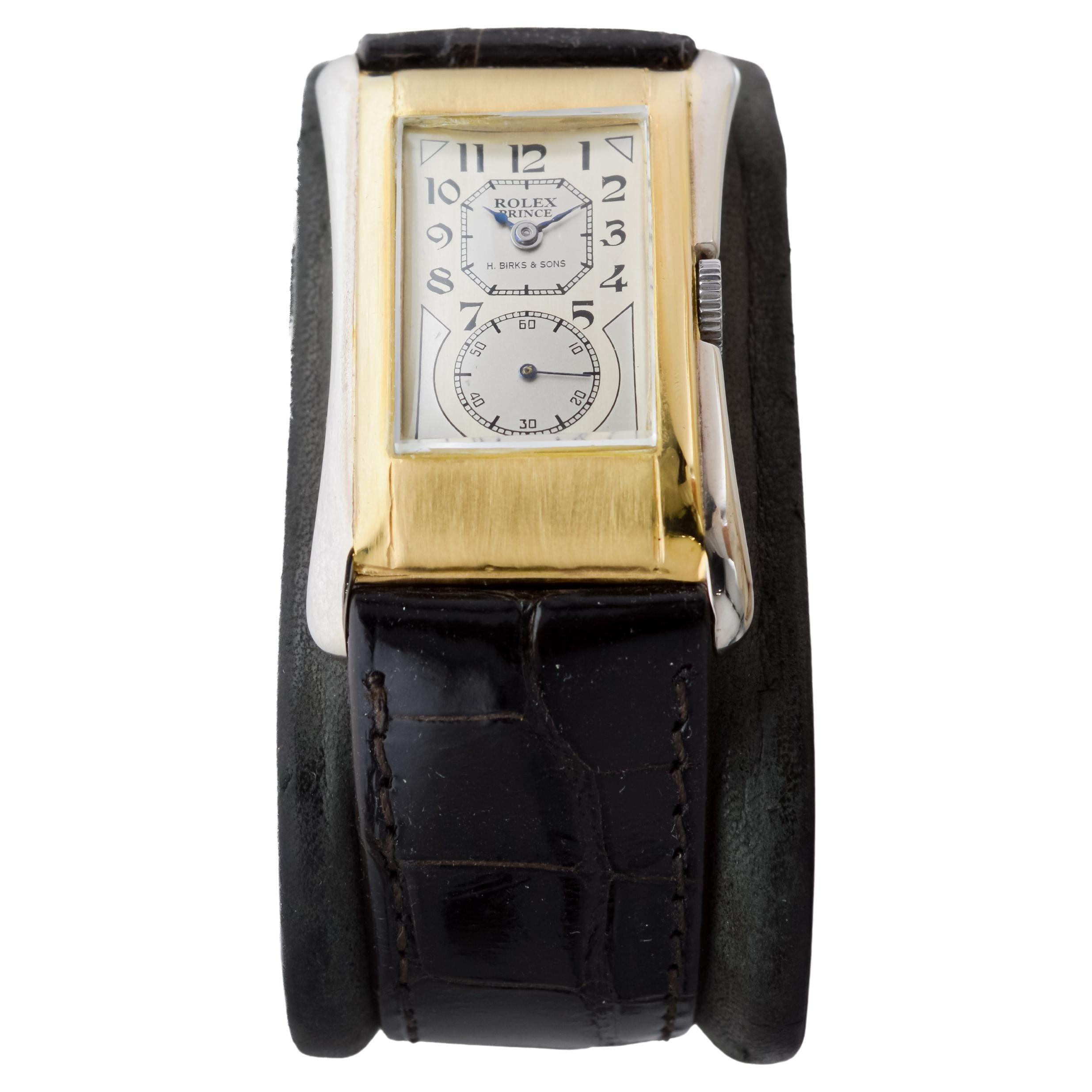 Rolex 9Kt Solid Gold Two Tone Prince with Kiln Fired Enamel Printing 1938 For Sale 1