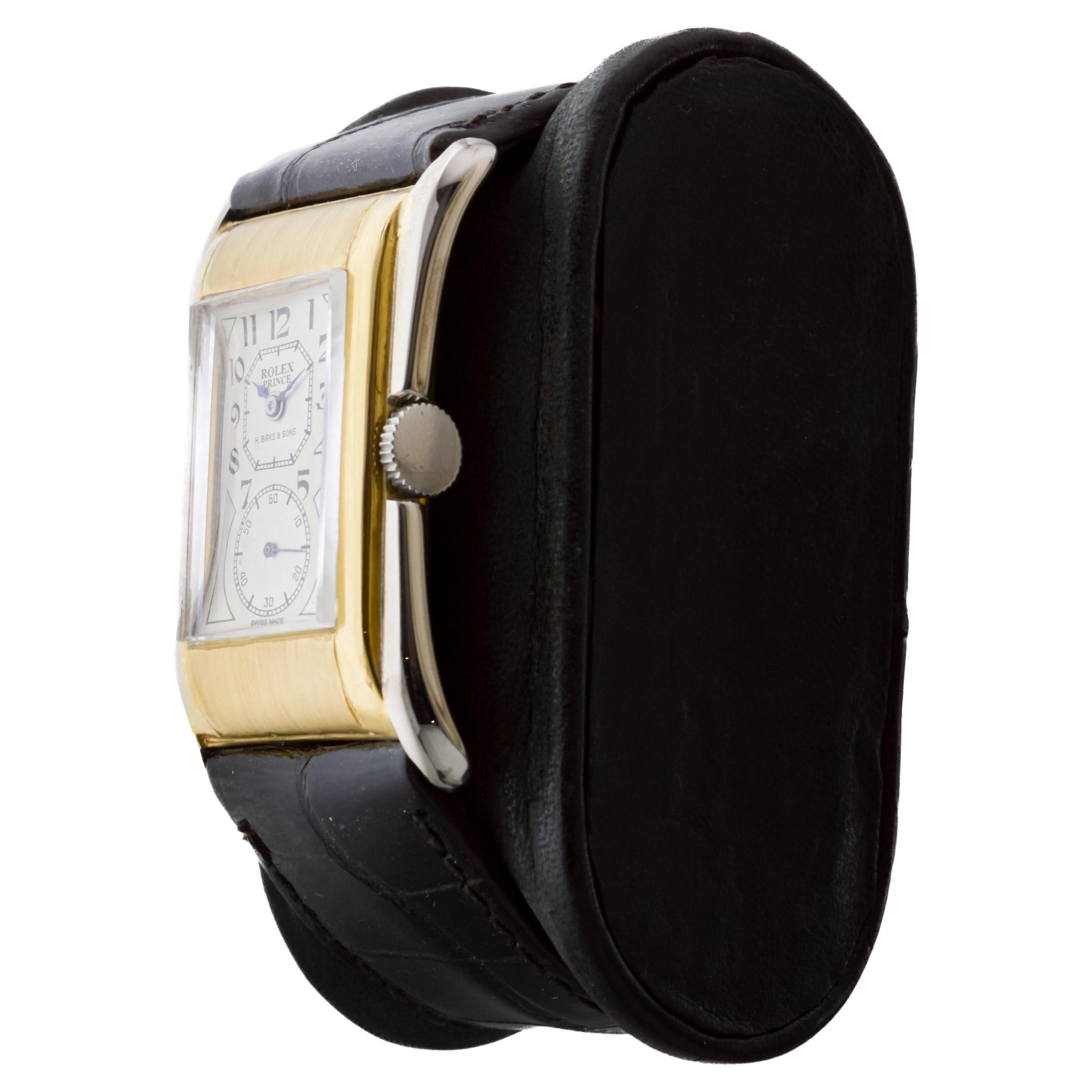 Rolex 9Kt Solid Gold Two Tone Prince with Kiln Fired Enamel Printing 1938 For Sale 3
