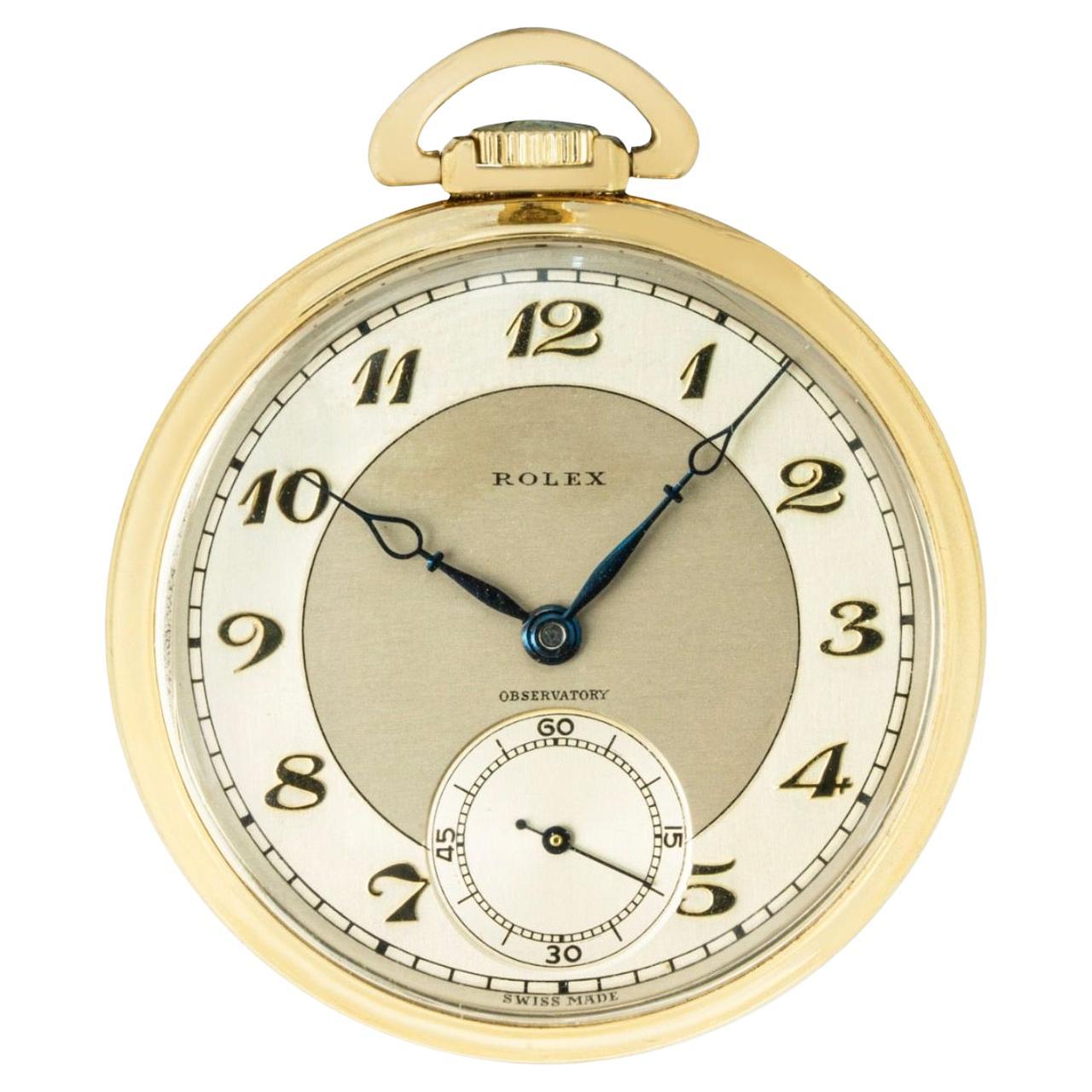 Rolex A 9CT Yellow Gold Keyless Lever Open Face Observatory Quality Pocketwatch