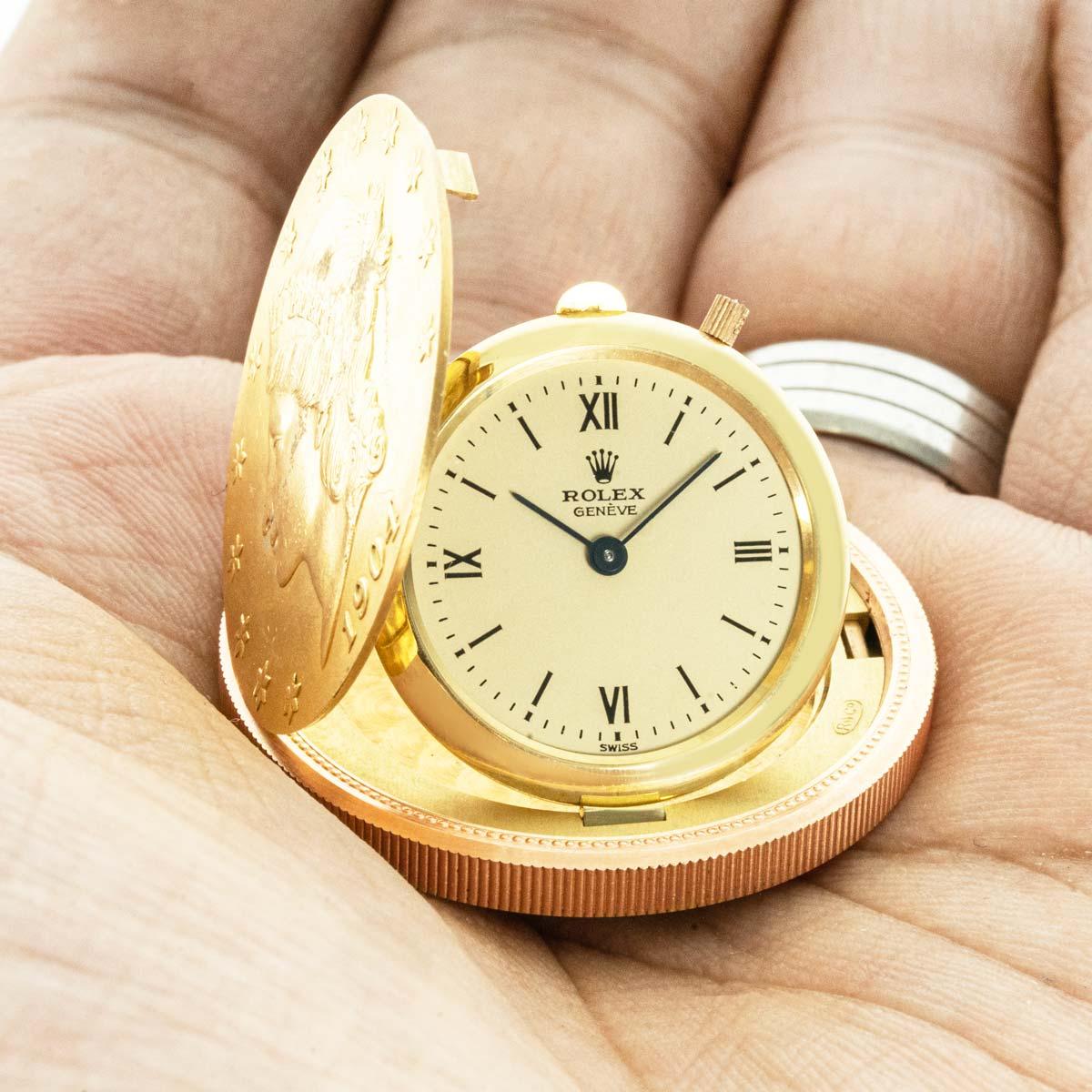 Rolex. A Rare Gold $20 Coin Watch C1970 For Sale 6