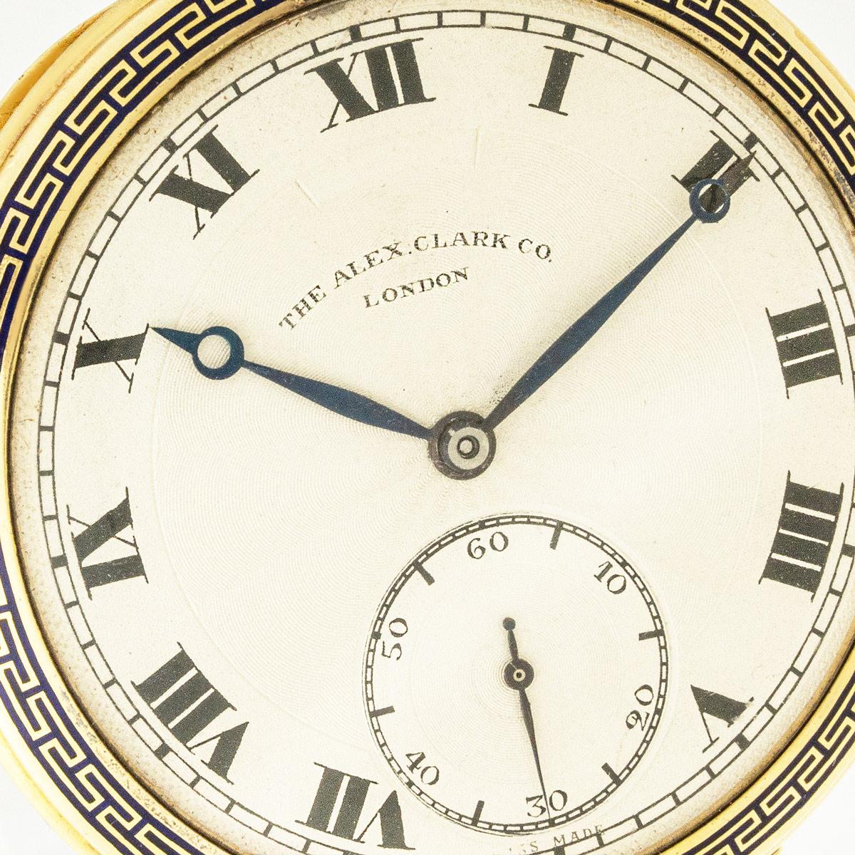 Rolex. A Rare Gold and Enamel Keyless Pocket Watch C1920 im Zustand „Hervorragend“ im Angebot in Mayfair, London, London