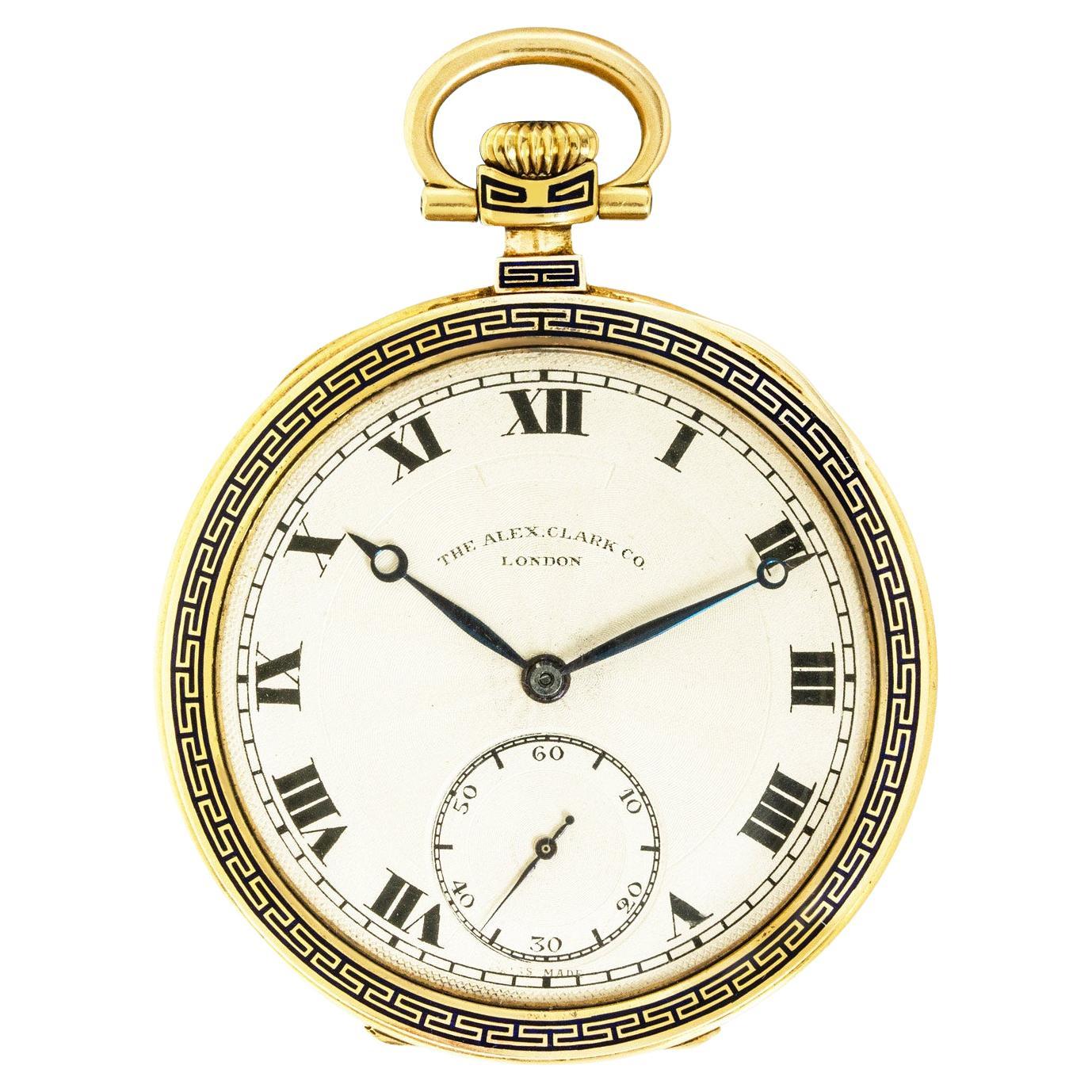Rolex. A Rare Gold and Enamel Keyless Pocket Watch C1920
