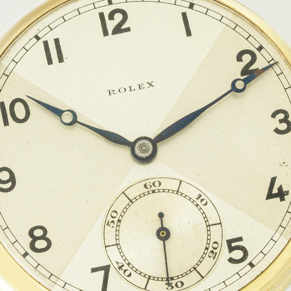 Rolex. Eine seltene Gold Fliege Zifferblatt offenes Gesicht Taschenuhr C1936 im Zustand „Hervorragend“ im Angebot in Mayfair, London, London