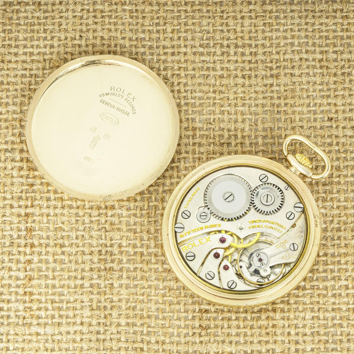 Rolex. Eine seltene Gold Fliege Zifferblatt offenes Gesicht Taschenuhr C1936 für Damen oder Herren im Angebot