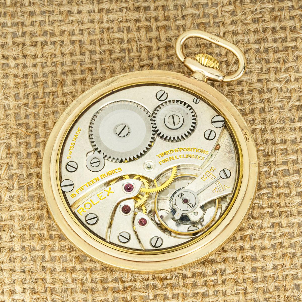 Rolex. Eine seltene Gold Fliege Zifferblatt offenes Gesicht Taschenuhr C1936 im Angebot 1
