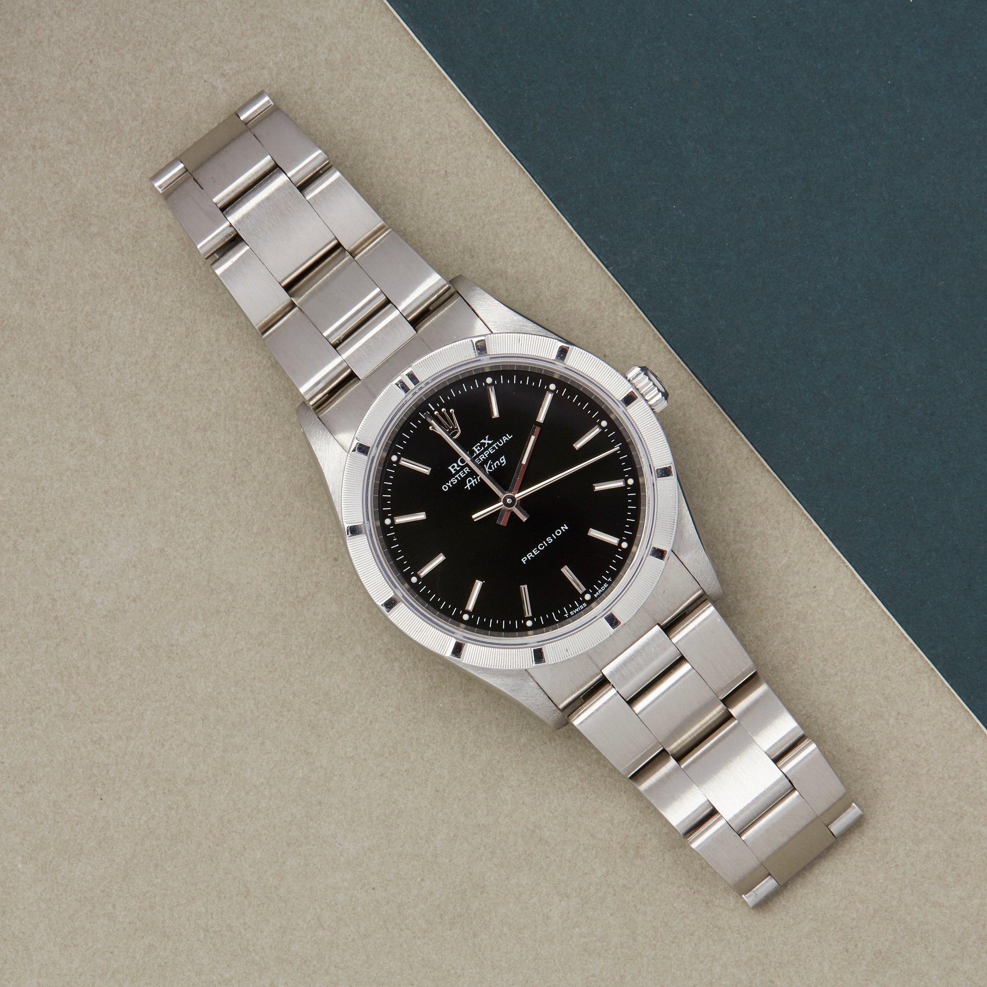 Xupes Reference: W007600
Manufacturer: Rolex
Model: Air-King
Model Variant: 0
Model Number: 14010
Age: 1995
Gender: Unisex
Complete With: Rolex Box, Manuals, Guarantee, Card Holder & Swing Tag
Dial: Black Baton
Glass: Sapphire Crystal
Case Size: