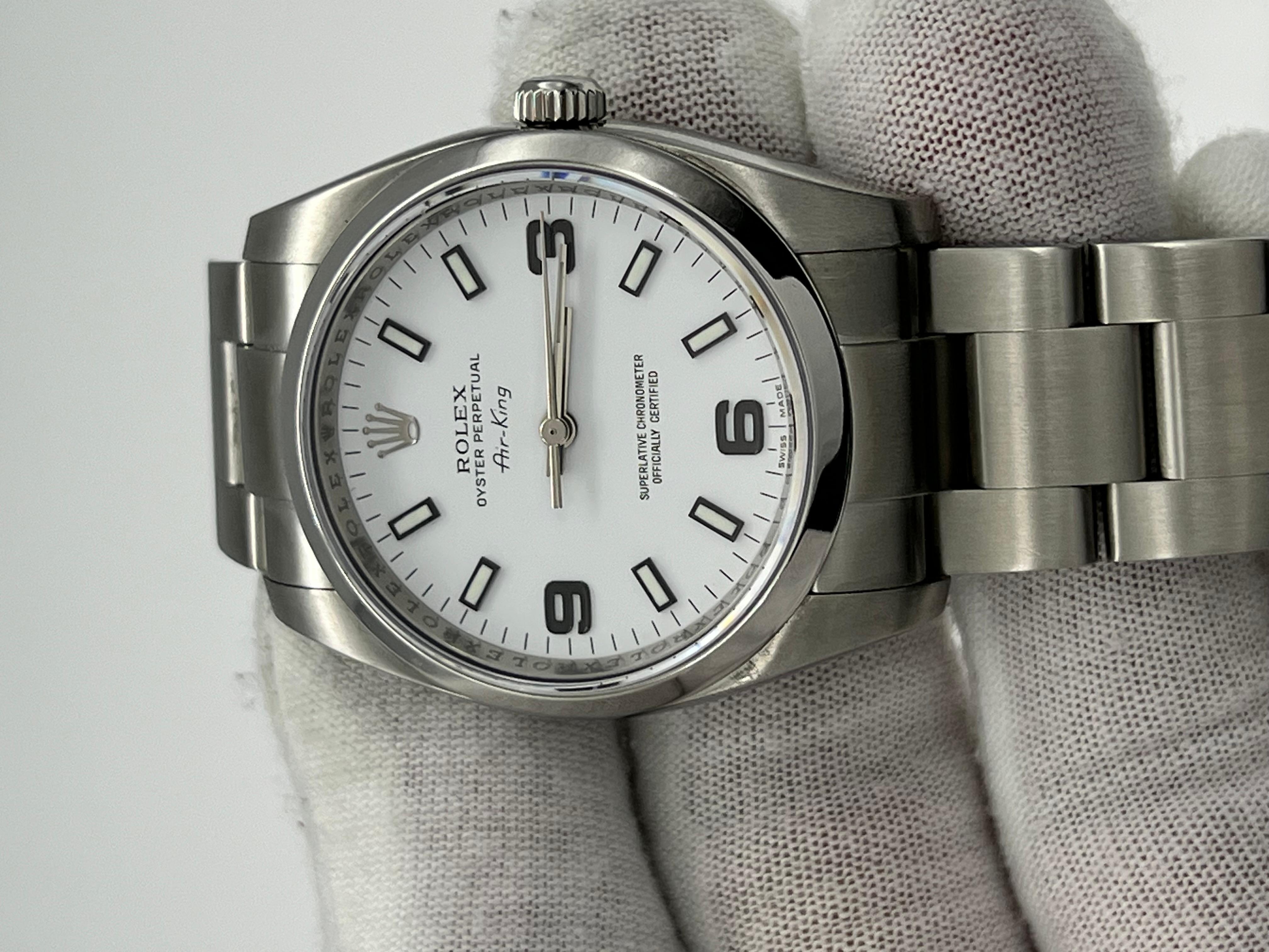 Rolex Air King 114200 34mm Esfera Blanca Acero Inoxidable en venta 6