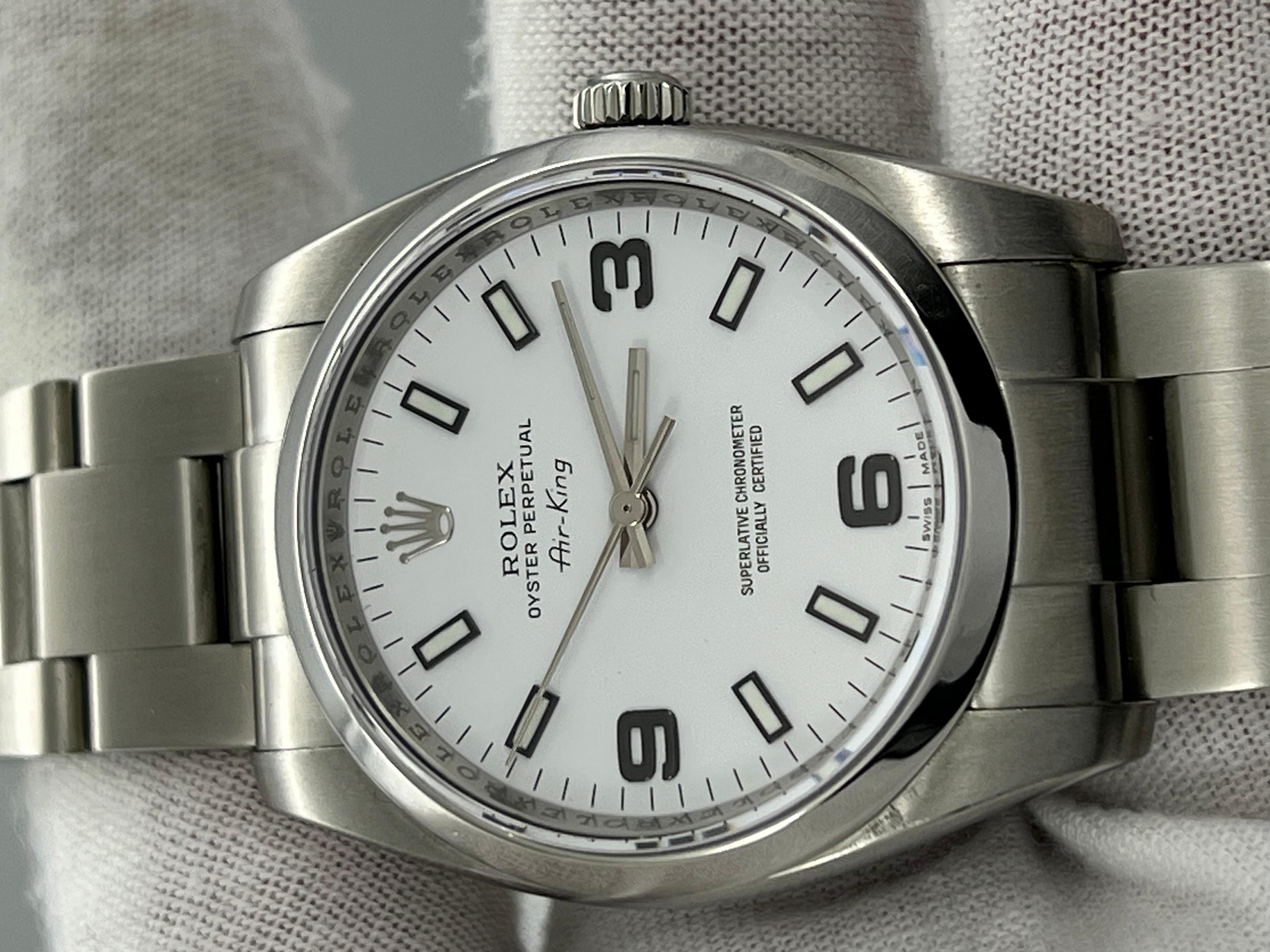 Rolex Air King 114200 34mm Esfera Blanca Acero Inoxidable en Excelente estado para la venta en San Diego, CA