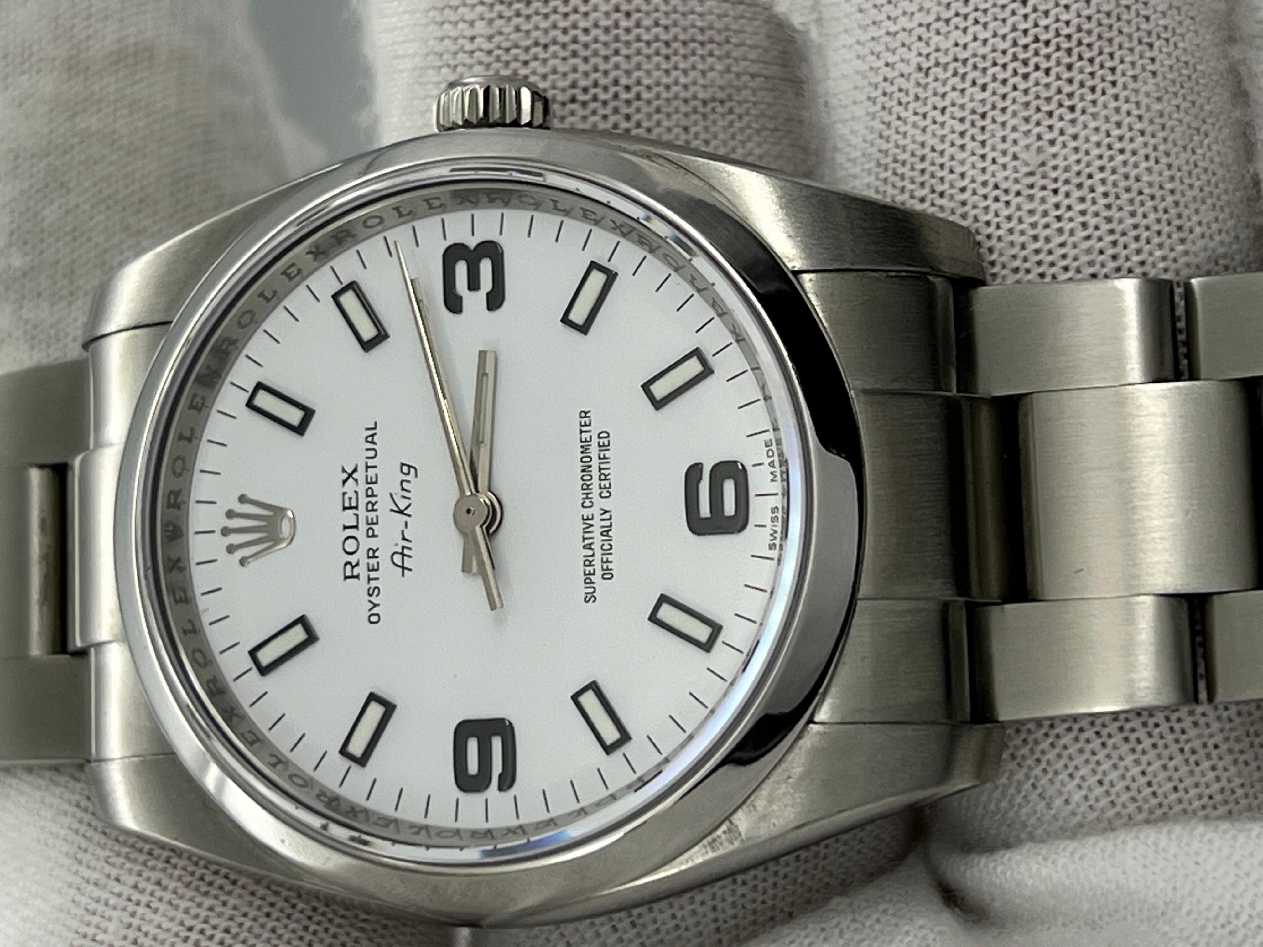 De los hombres Rolex Air King 114200 34mm Esfera Blanca Acero Inoxidable en venta