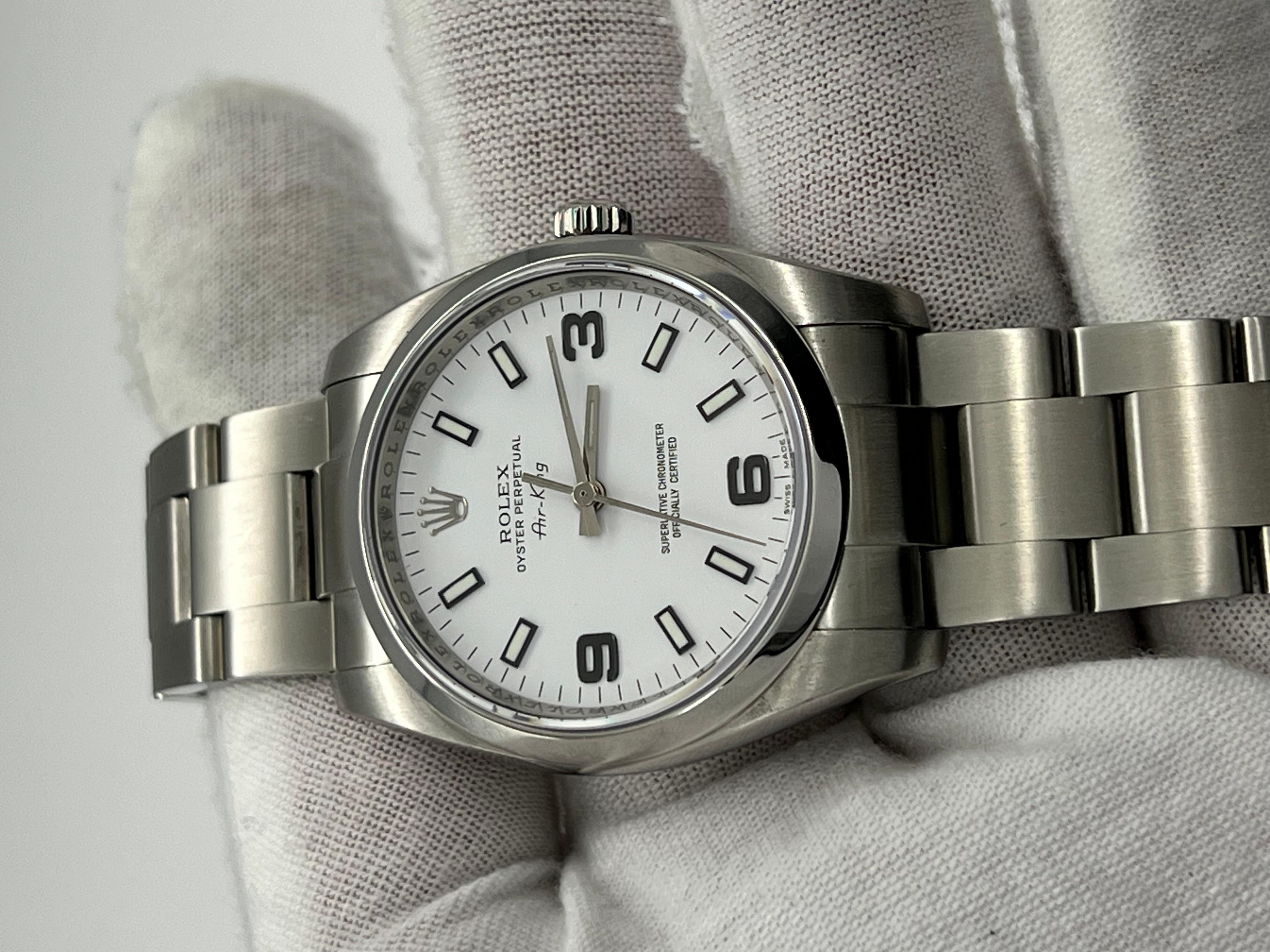 Rolex Air King 114200 34mm Esfera Blanca Acero Inoxidable en venta 1