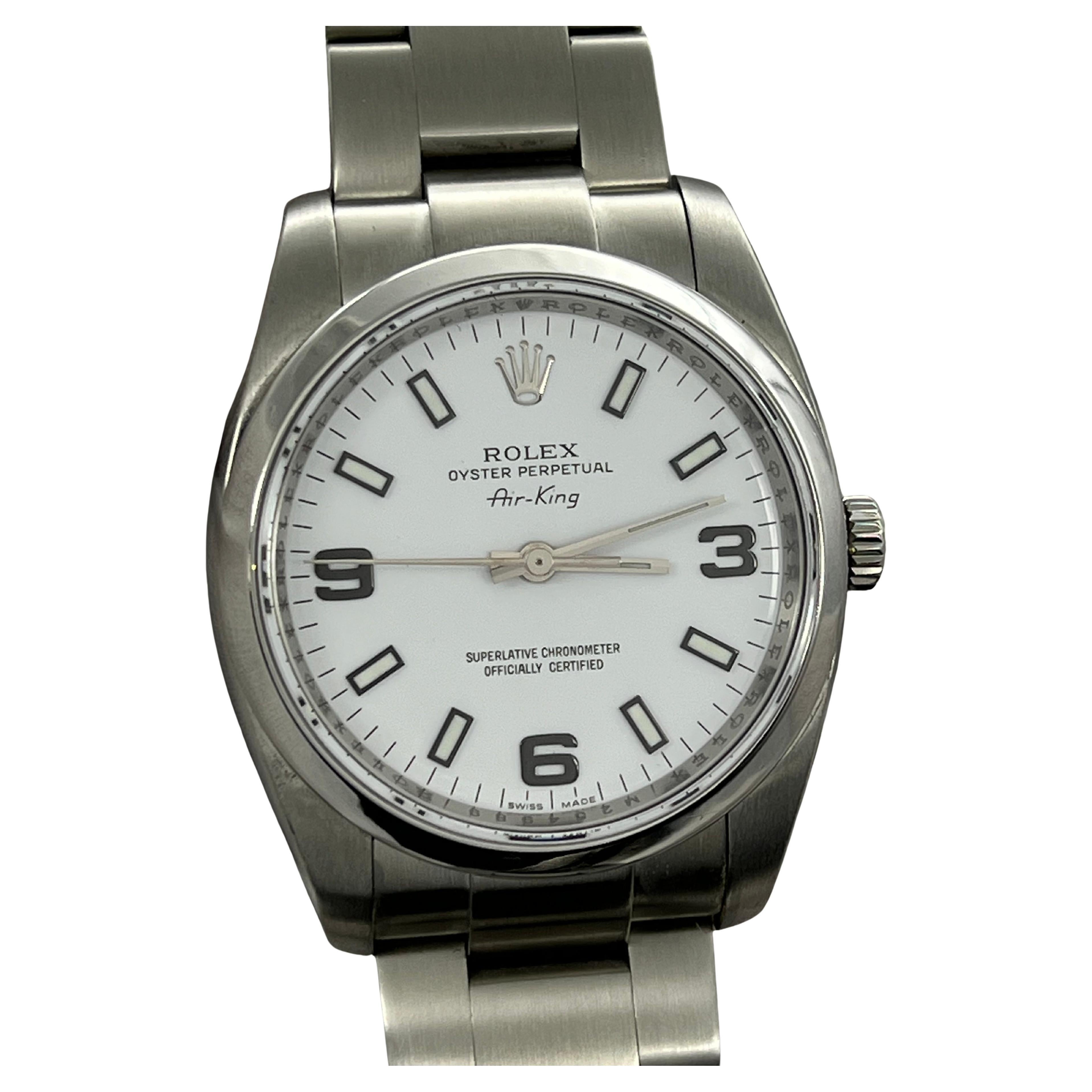 Rolex Air King 114200 34 mm Weißes Zifferblatt aus Edelstahl