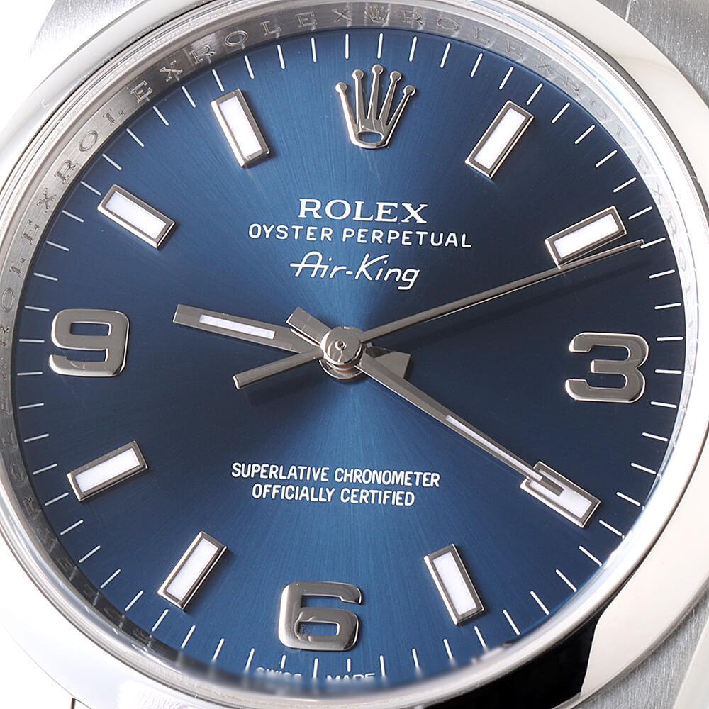 Rolex Air King 114200 Blue Dial White Bar Automatic Men's Watch Used 1