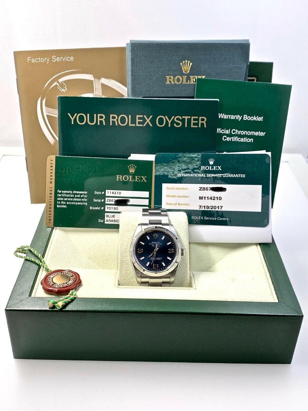 Rolex Air King 114210 Blue Dial Stainless Steel Box Papers, 2007 1