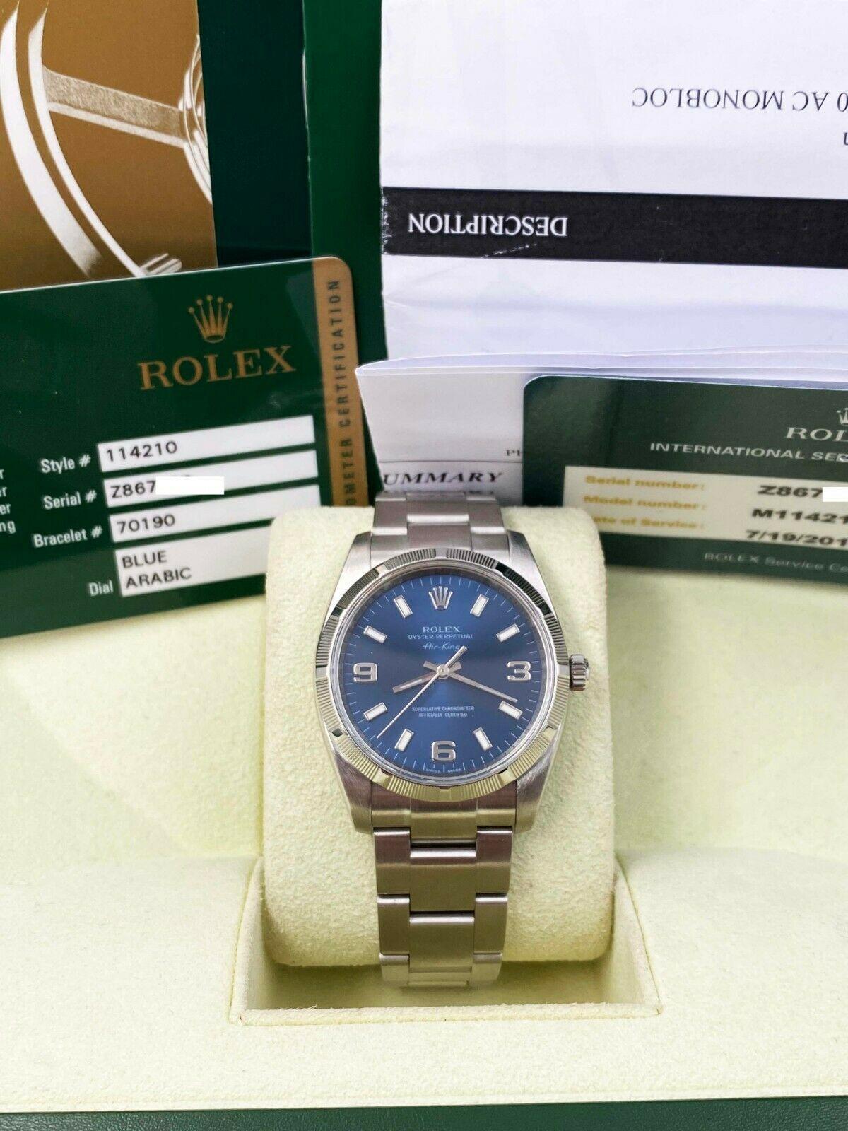 Rolex Air King 114210 Blue Dial Stainless Steel Box Papers, 2007 3