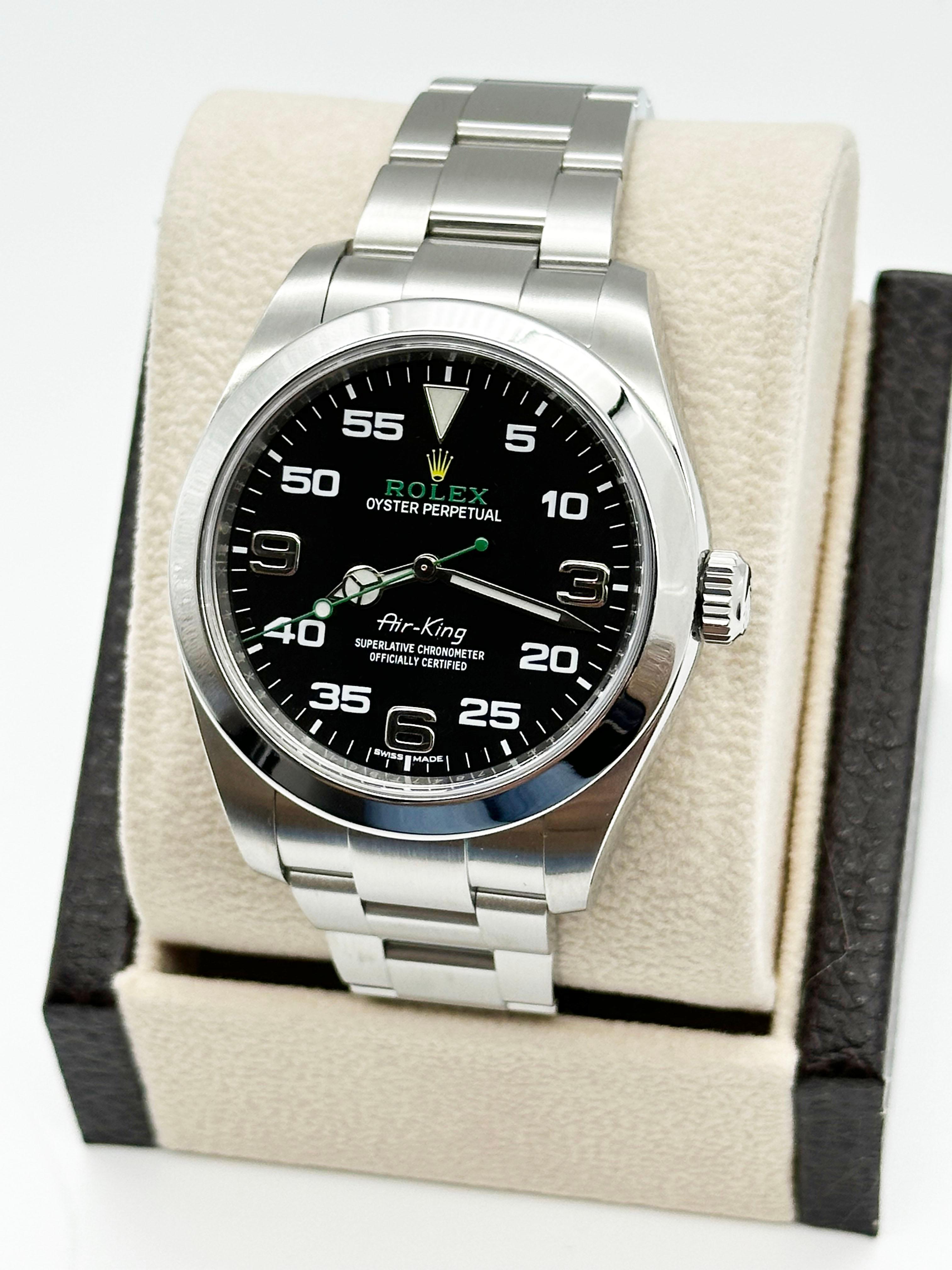 Rolex Air King 116900 40mm Black Dial Stainless Steel Box In Excellent Condition In San Diego, CA