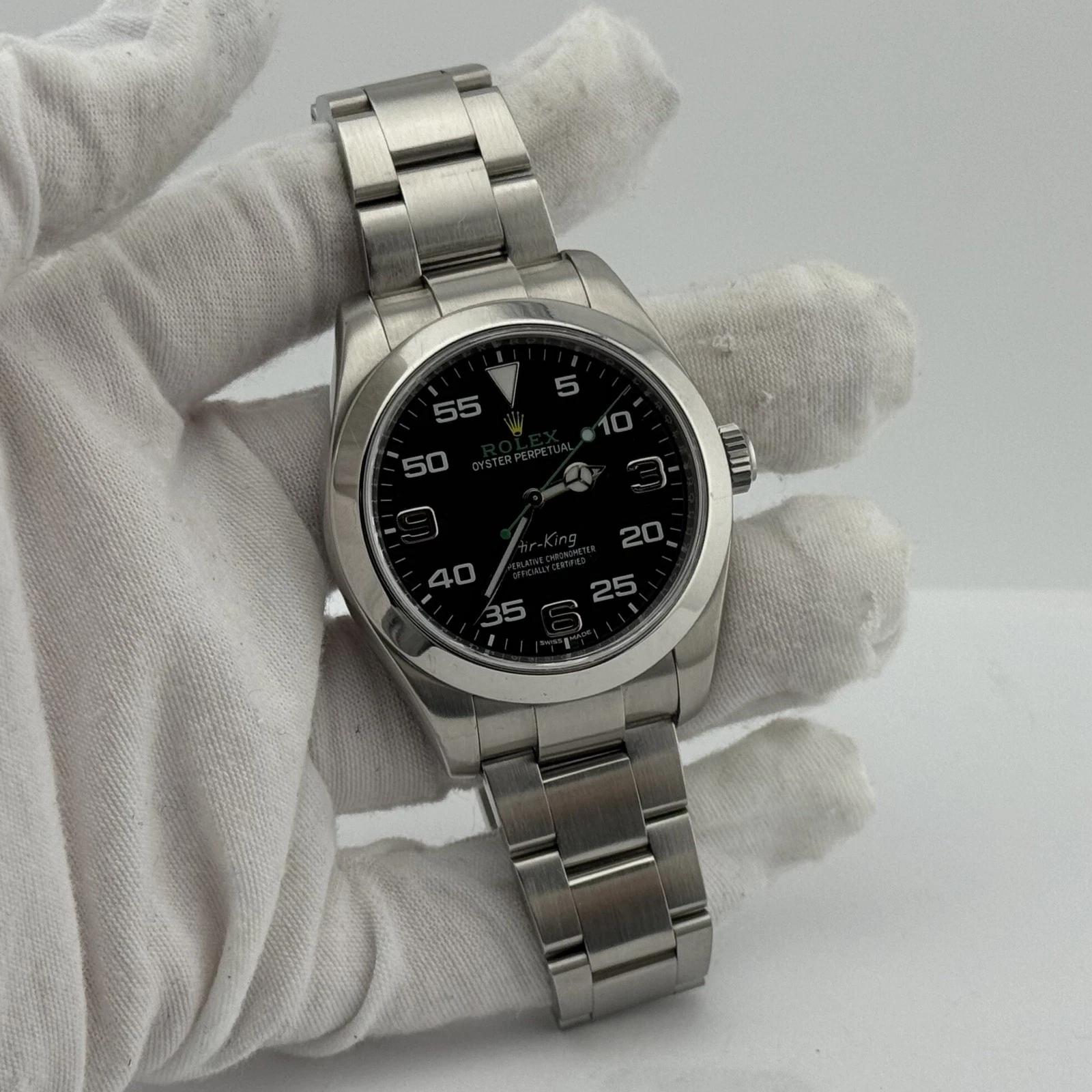 Rolex Air King 116900 40mm Black Dial Stainless Steel Box Paper Service Card en vente 4