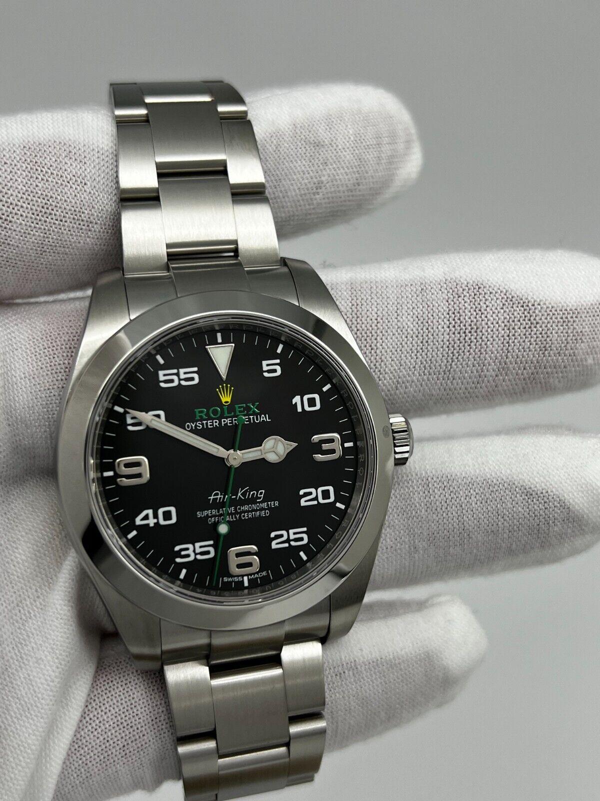 Rolex Air King 116900 Black Dial Stainless Steel Box Paper 2021 In Excellent Condition For Sale In San Diego, CA