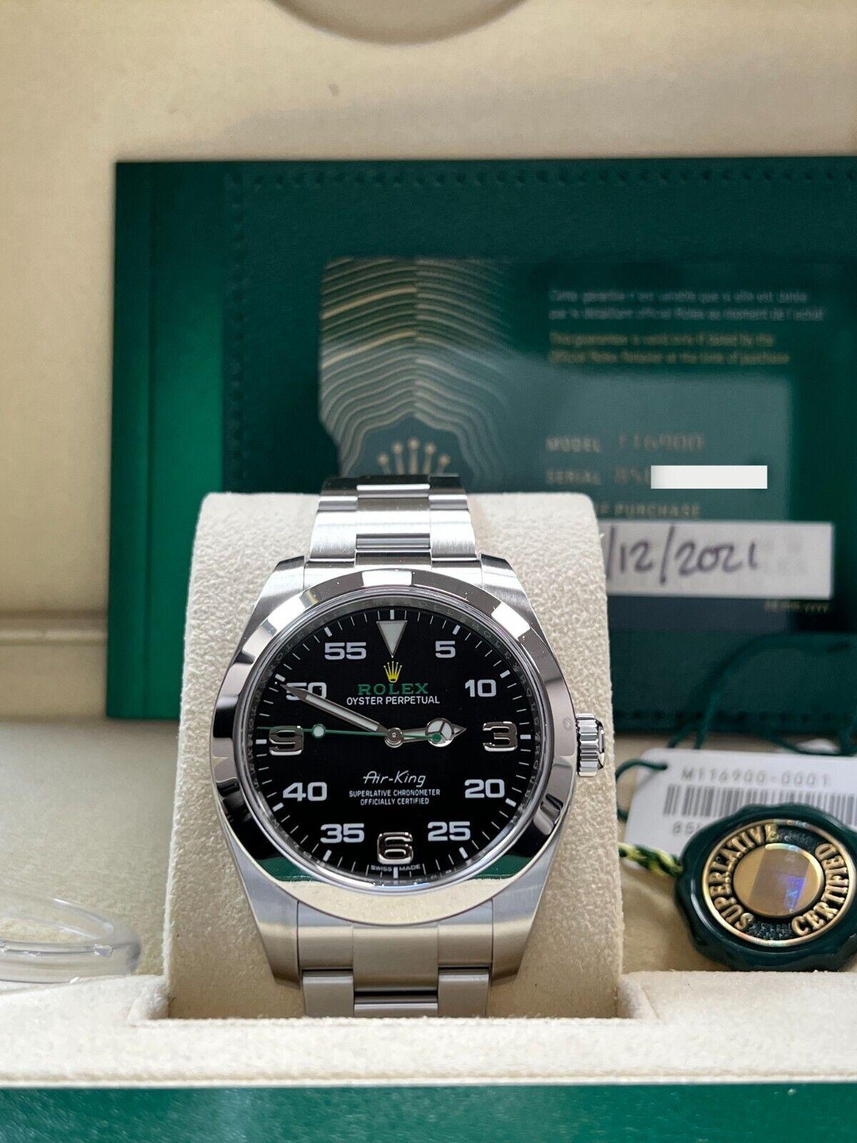 Rolex Air King 116900 Black Dial Stainless Steel Box Paper 2021 For Sale 2
