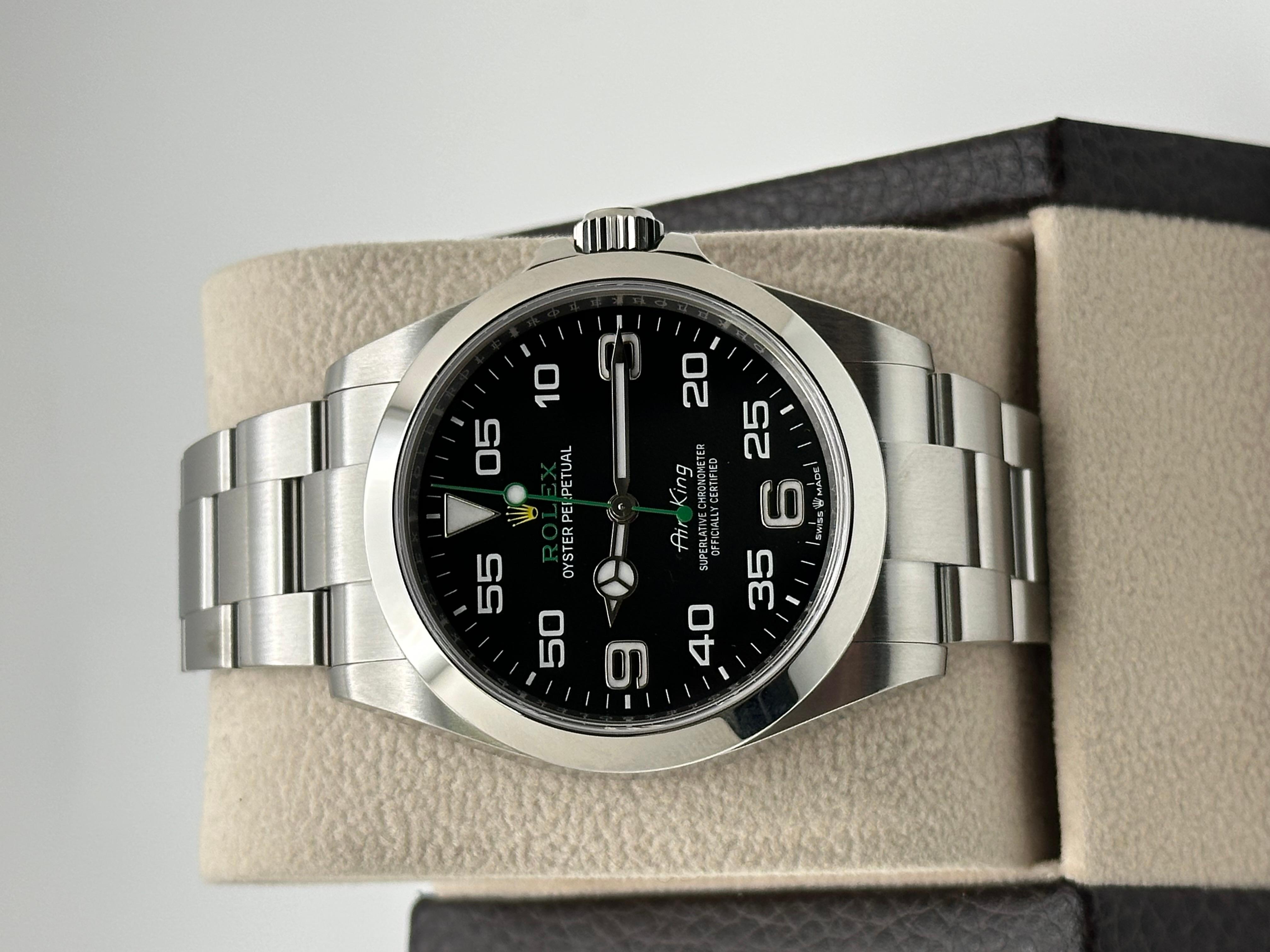 Women's or Men's Rolex Air King 126900 40mm Black Dial Stainless Steel Stainless Steel Box Paper