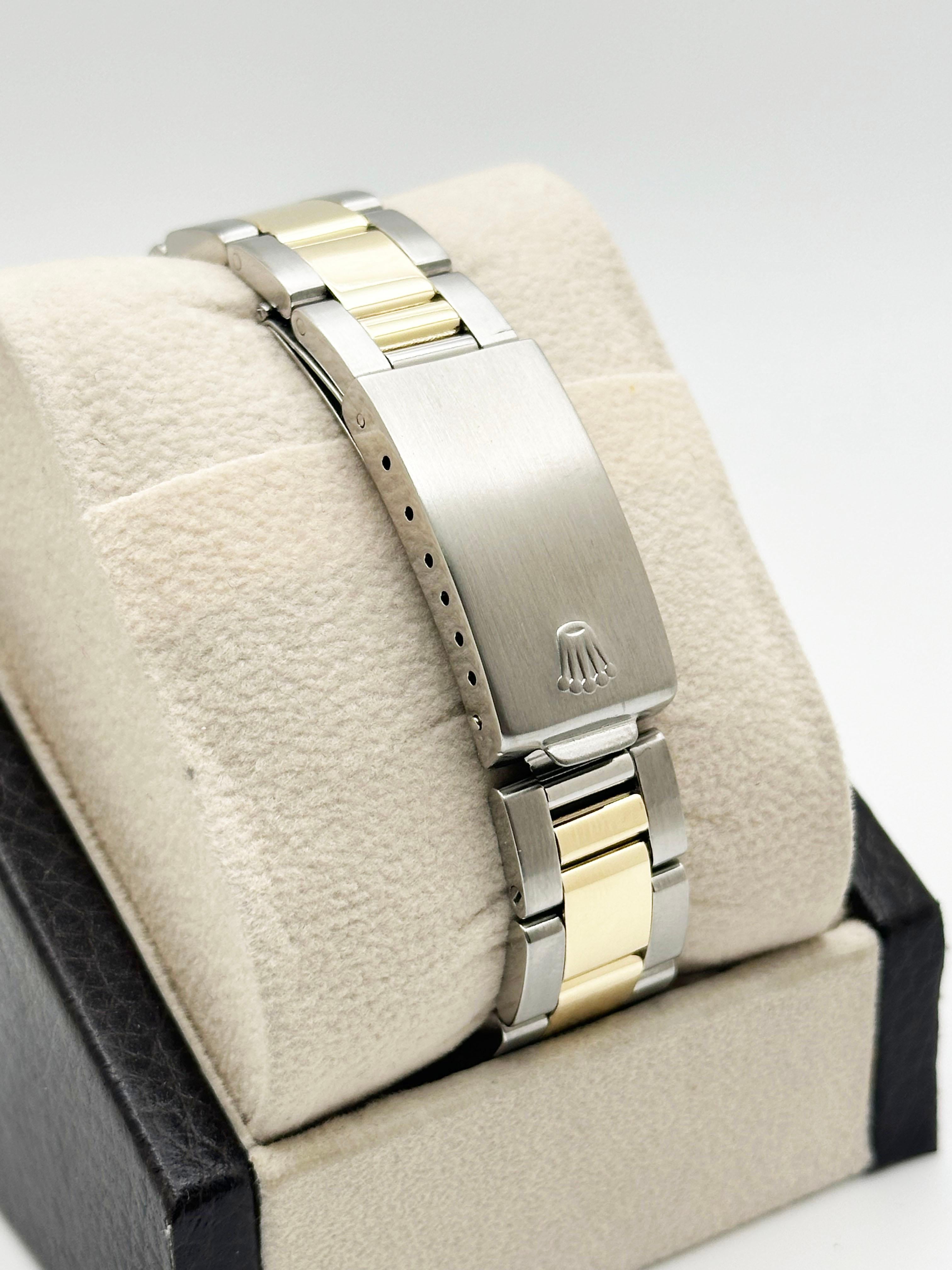 Rolex Air King 14000 34mm Quadrante Bianco Oro Giallo 14K Acciaio Inox in vendita 3