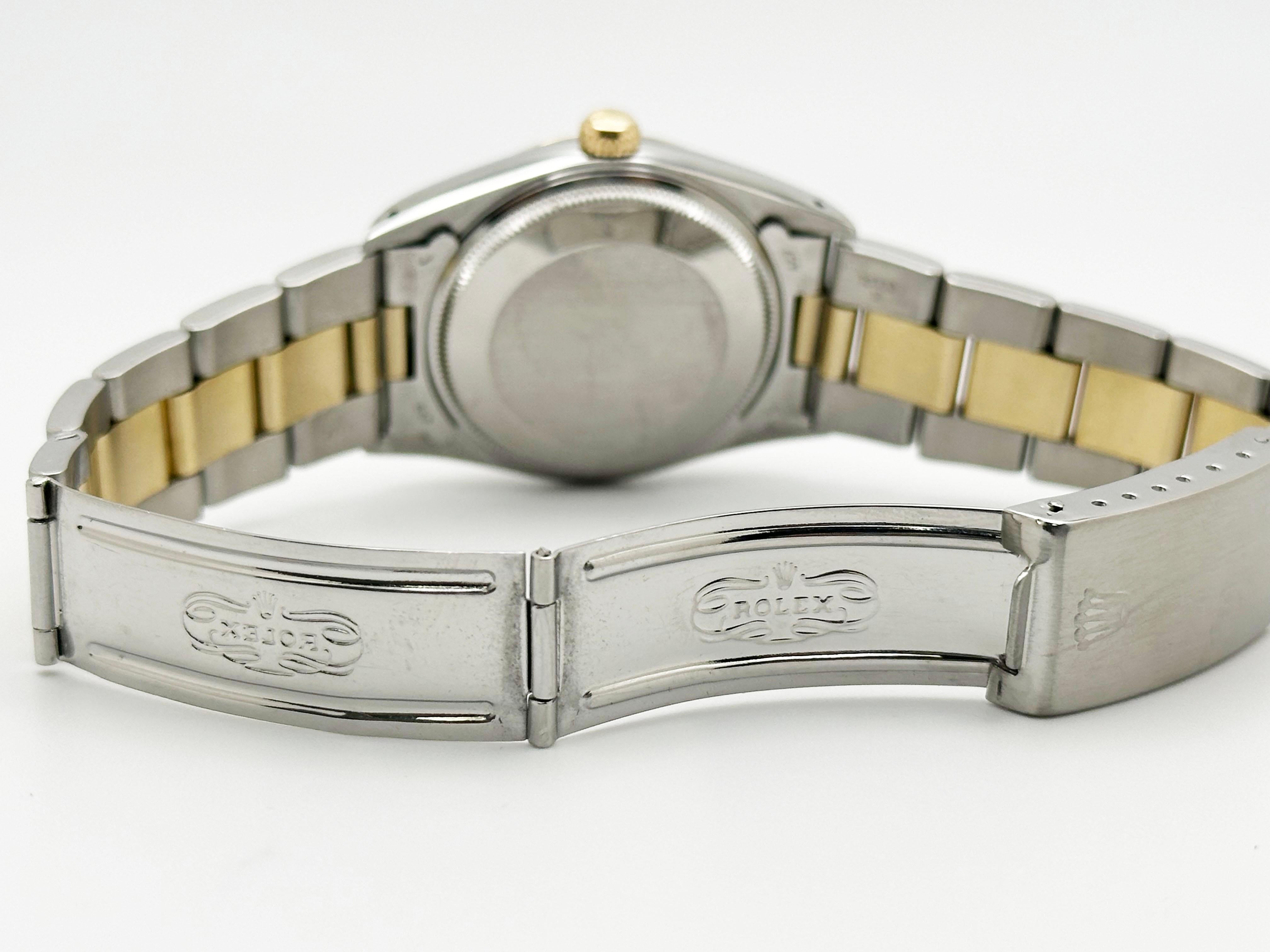 Rolex Air King 14000 34mm Quadrante Bianco Oro Giallo 14K Acciaio Inox in vendita 4