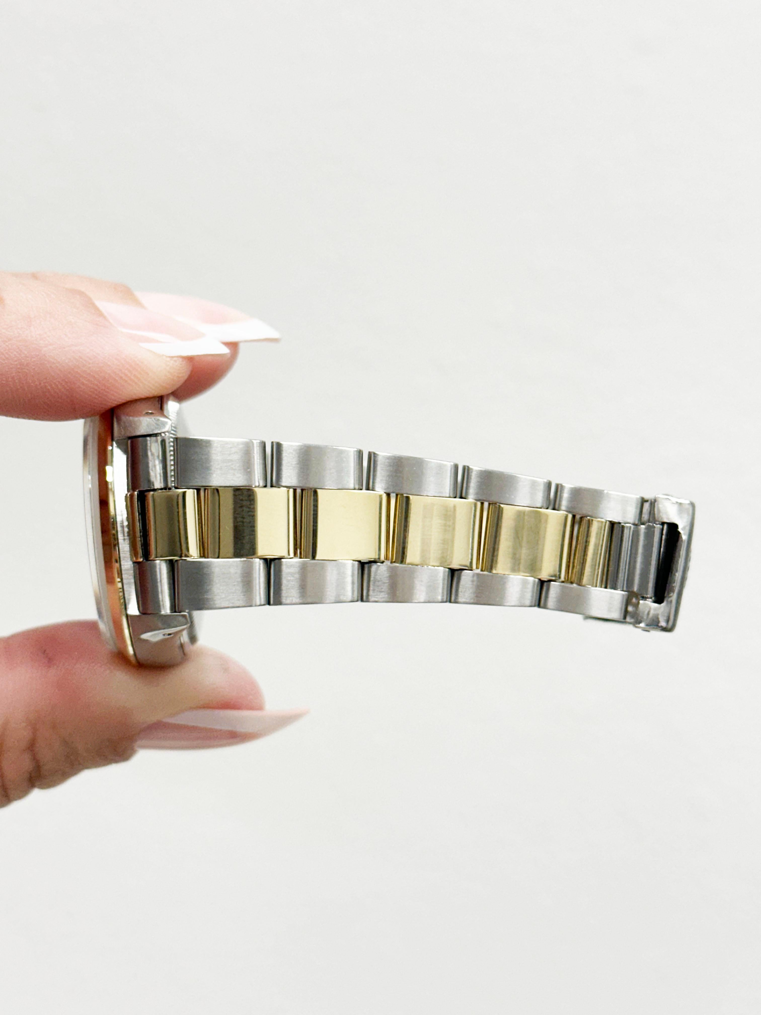 Rolex Air King 14000 34mm Quadrante Bianco Oro Giallo 14K Acciaio Inox in vendita 5