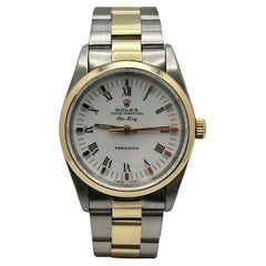Rolex Air King 14000 34mm White Dial 14K Yellow Gold Stainless Steel