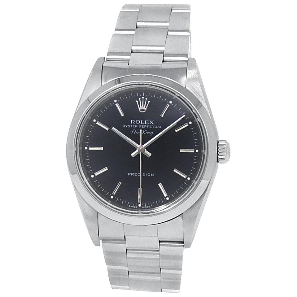 Rolex Air-King 14000, Black Dial, Certified and Warranty