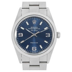 Rolex Air King 14000 Blue 369 White Bar - Pre-Owned Men's Watch