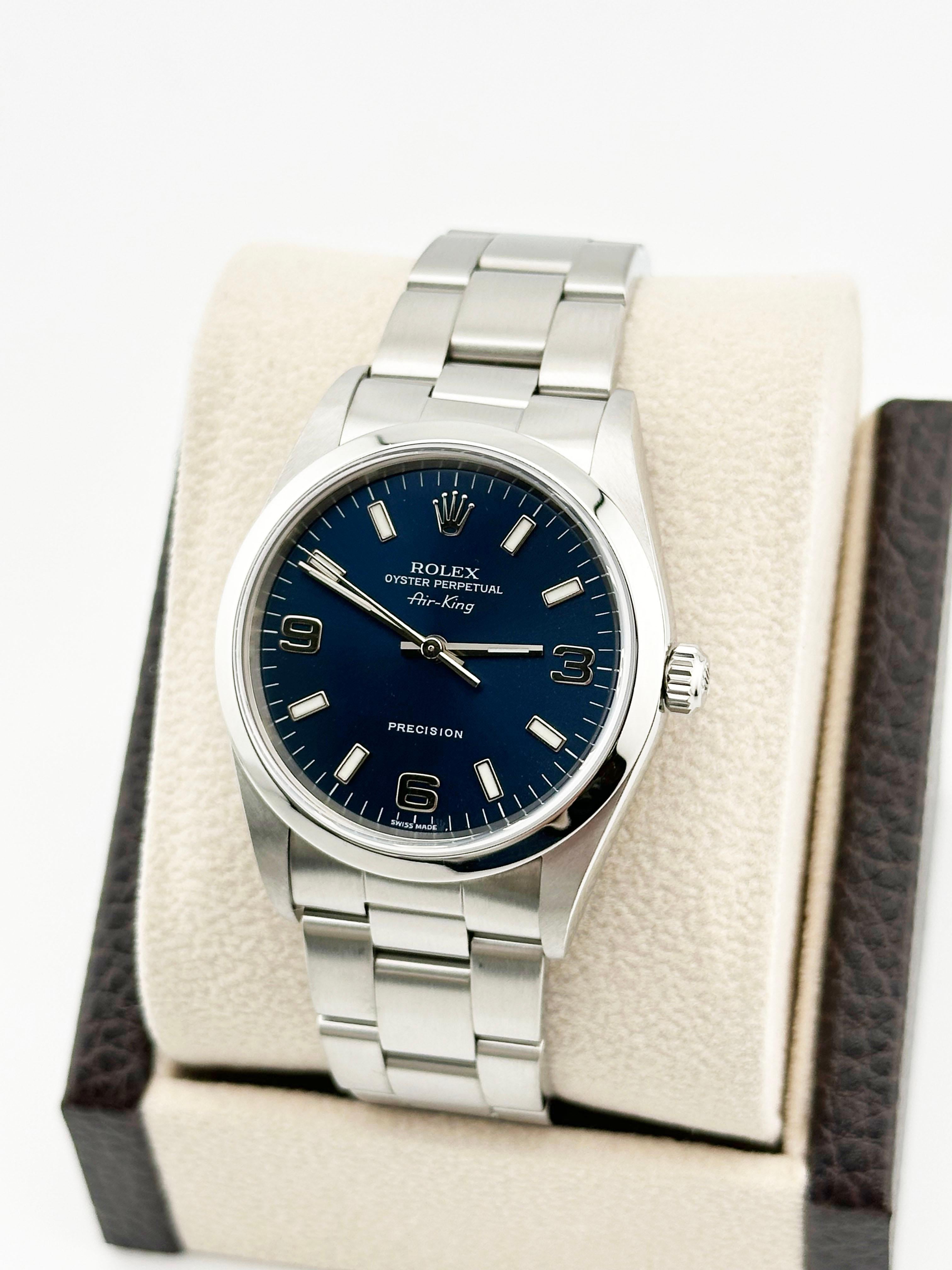 Rolex Air King 14000 Blue Dial Stainless Steel Box Papers 34mm 1
