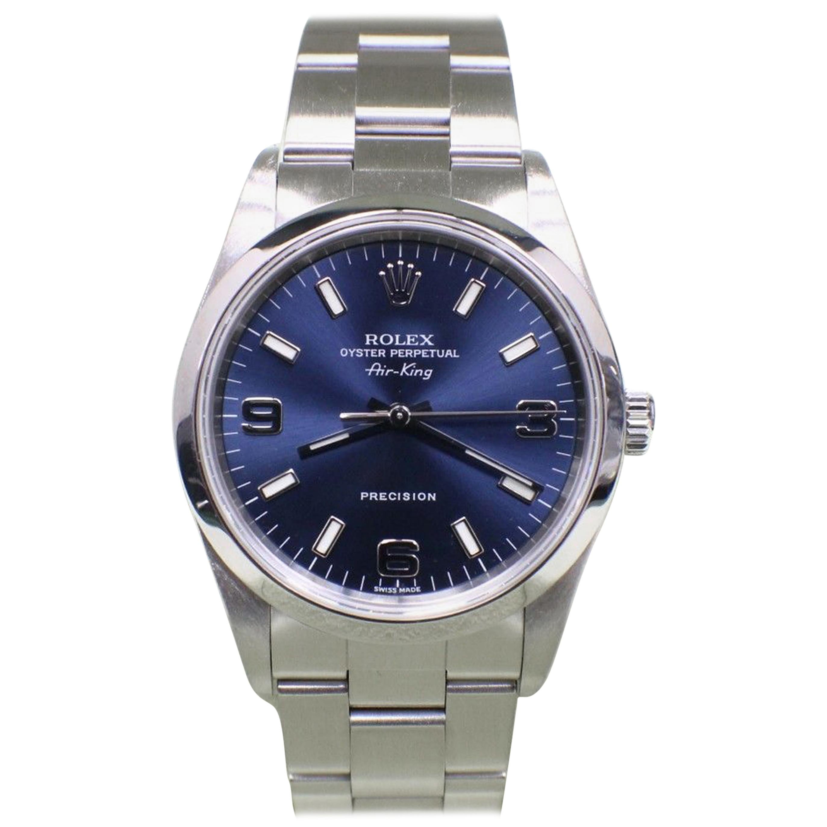 Rolex Air King 14000 Blue Dial Stainless Steel with Box and Papers