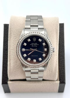 Rolex Air King 14000 Blue Diamond Dial Diamond Bezel Stainless Steel 34mm