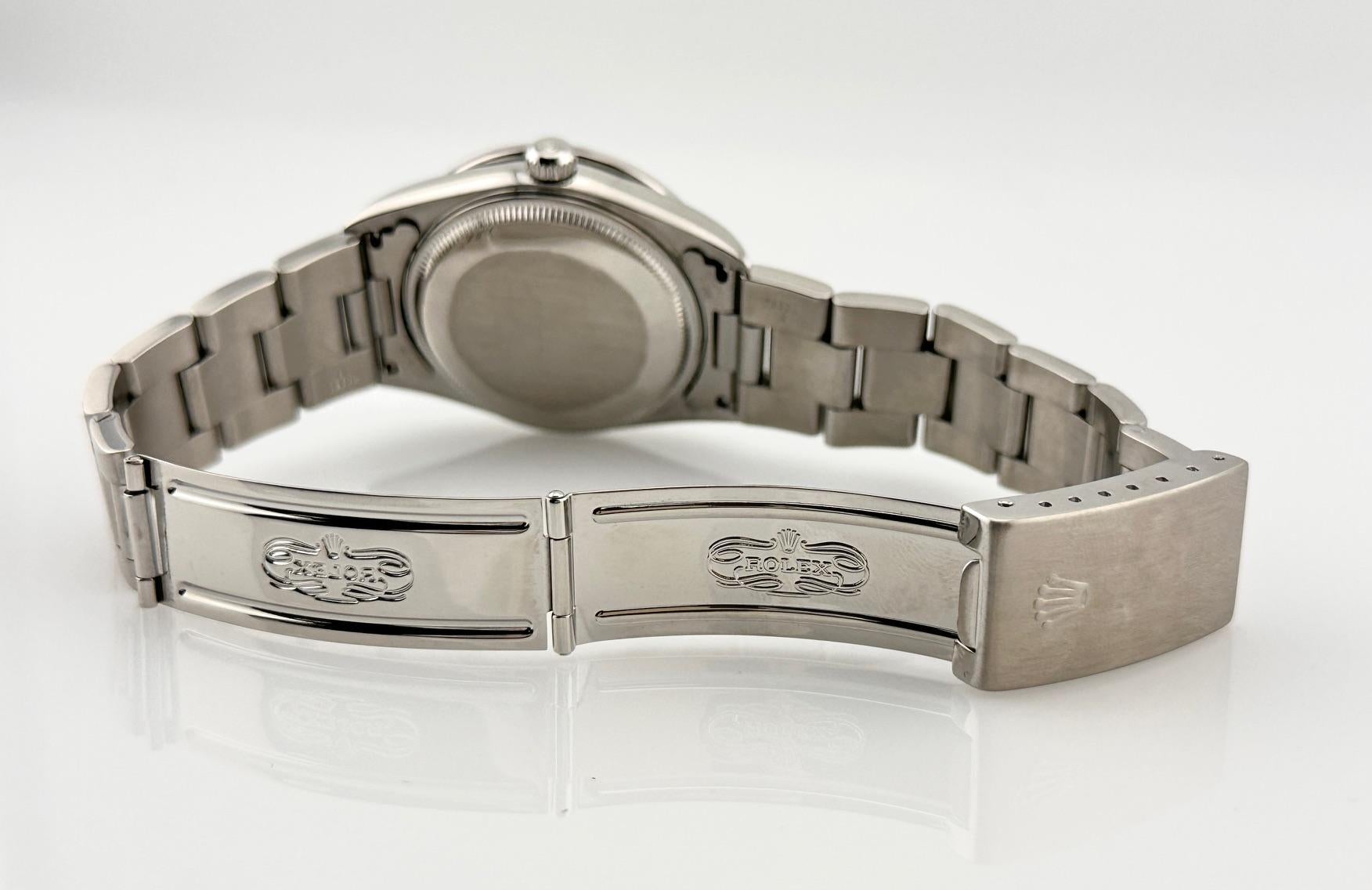 Rolex Air King 14000 Quadrante blu con diamanti Lunetta con diamanti Acciaio inossidabile 34 mm in vendita 3