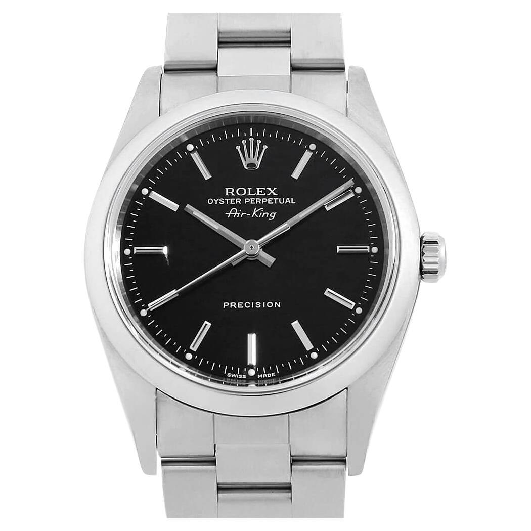 Rolex Air King 14000M Black Bar Dial, D Series, Authentic Men's Luxury Watch