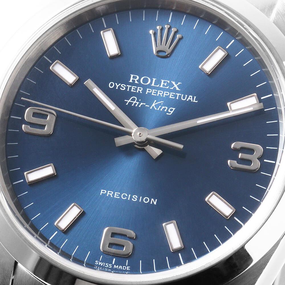 Rolex Air King 14000M Blue 369 White Bar Dial, D Series, Authentic Men's Watch 3